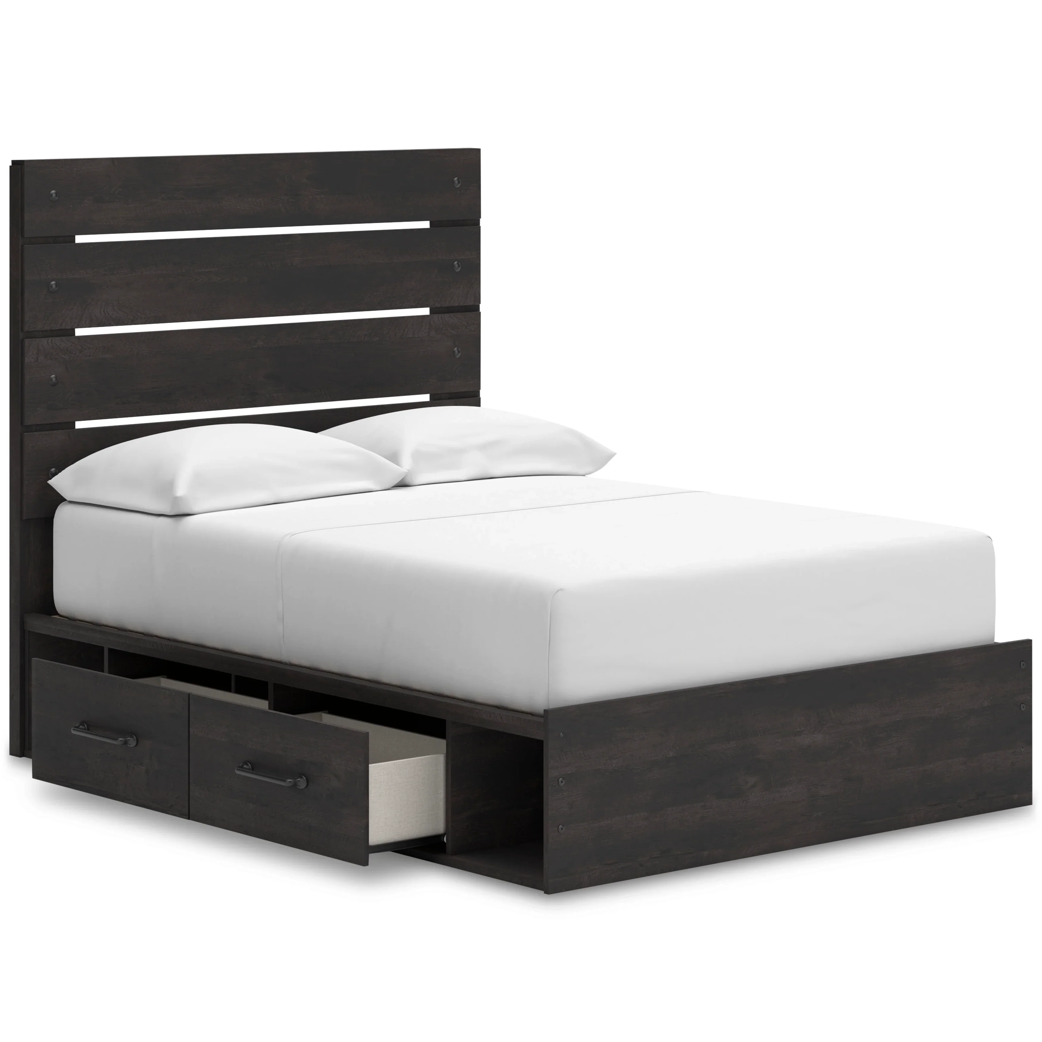 Hollivern Dark Gray Queen Panel Bed with Storage