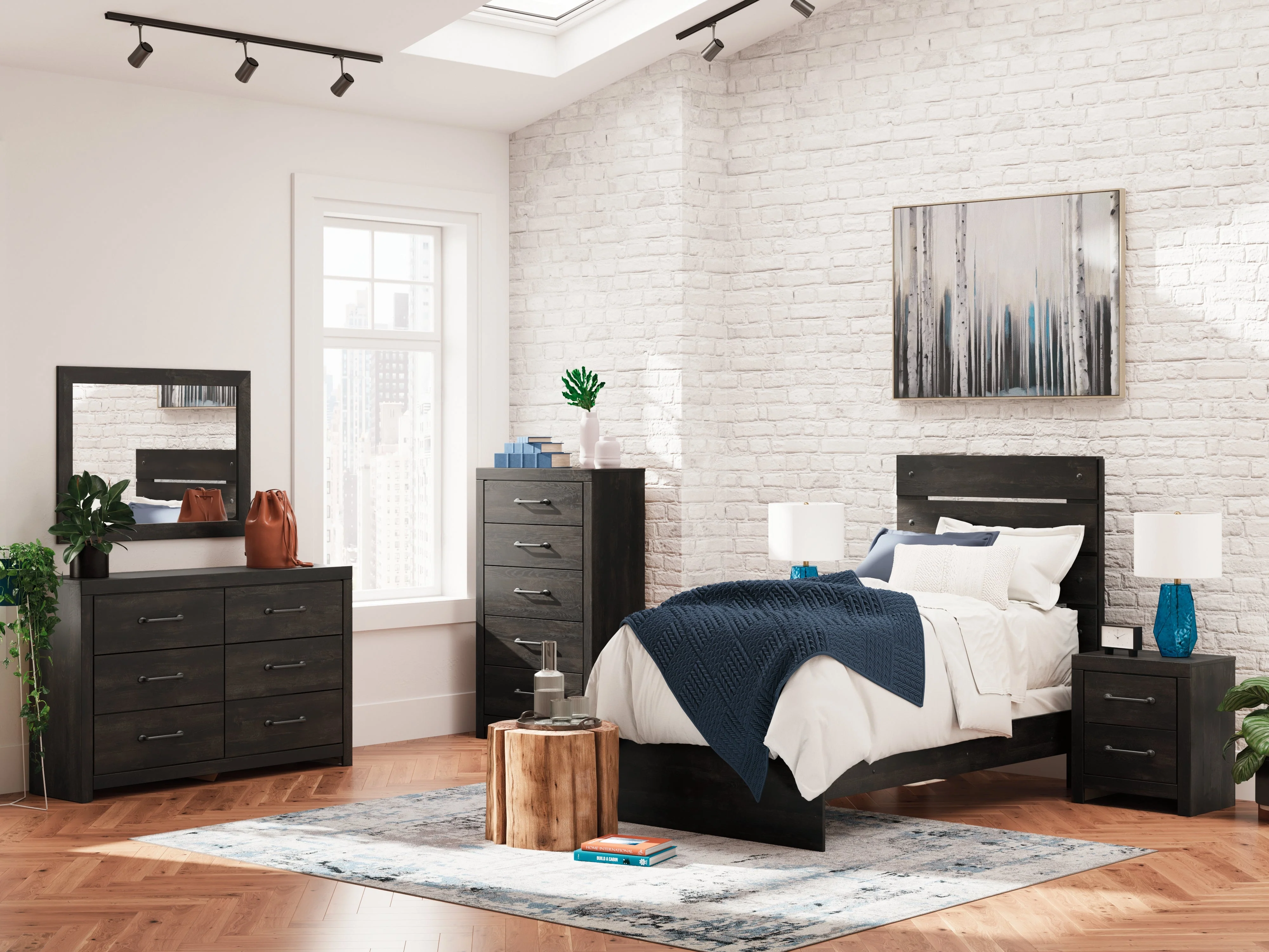 Hollivern Dark Gray Twin Panel Bed - Image 11