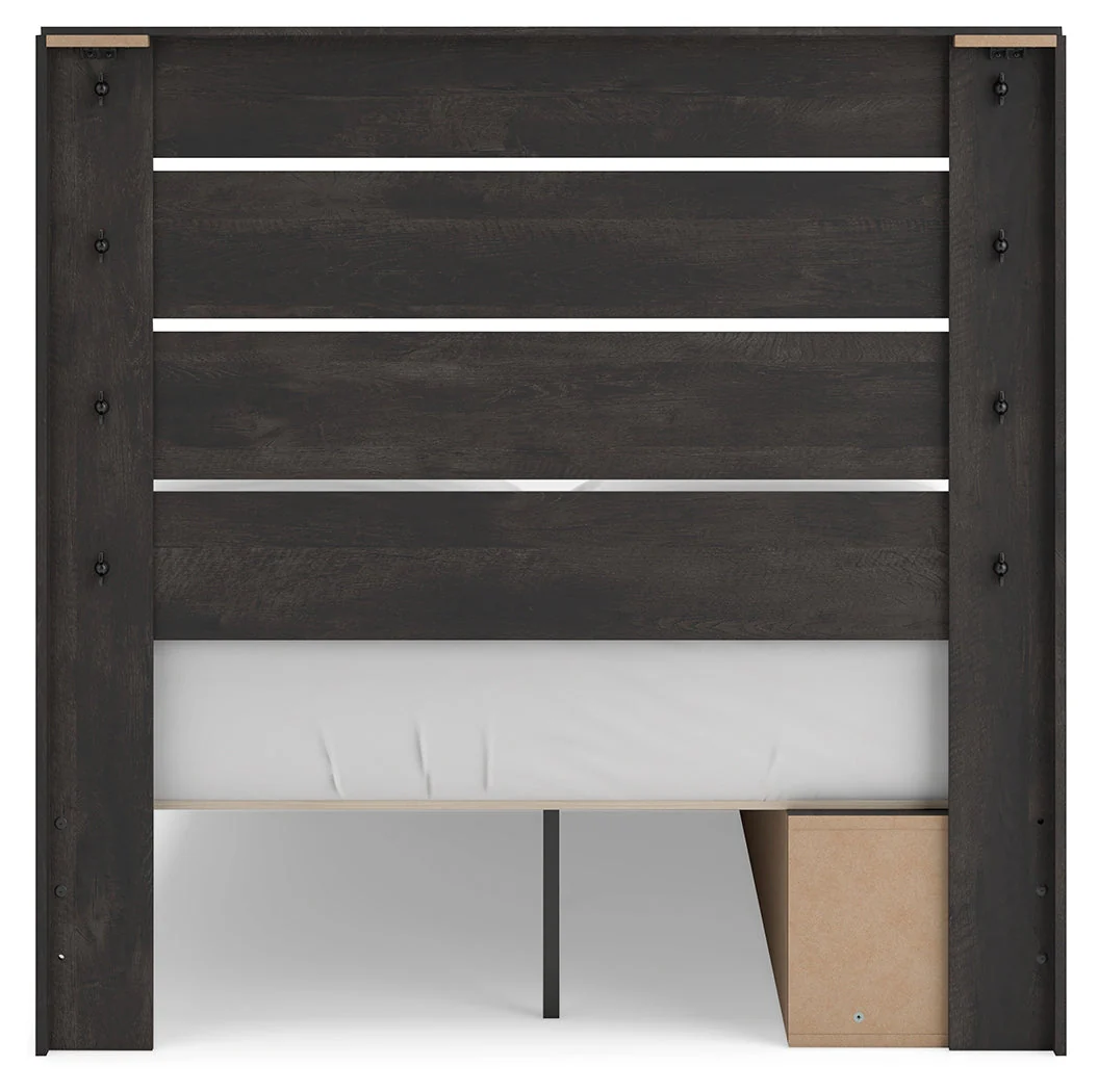 Hollivern Full Panel Bed with Storage with Mirrored Dresser, Chest and 2 Nightstands in Dark Gray - Image 22