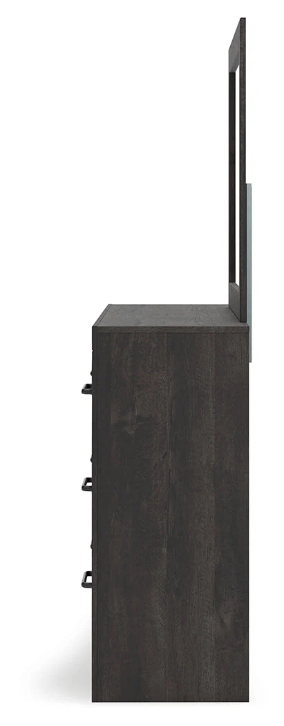 Hollivern Full Panel Bed with Storage with Mirrored Dresser, Chest and Nightstand in Dark Gray - Image 7
