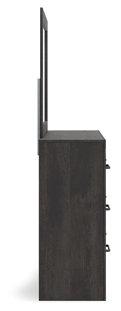 Hollivern Twin Panel Bed with Mirrored Dresser, Chest and Nightstand in Dark Gray - Image 9