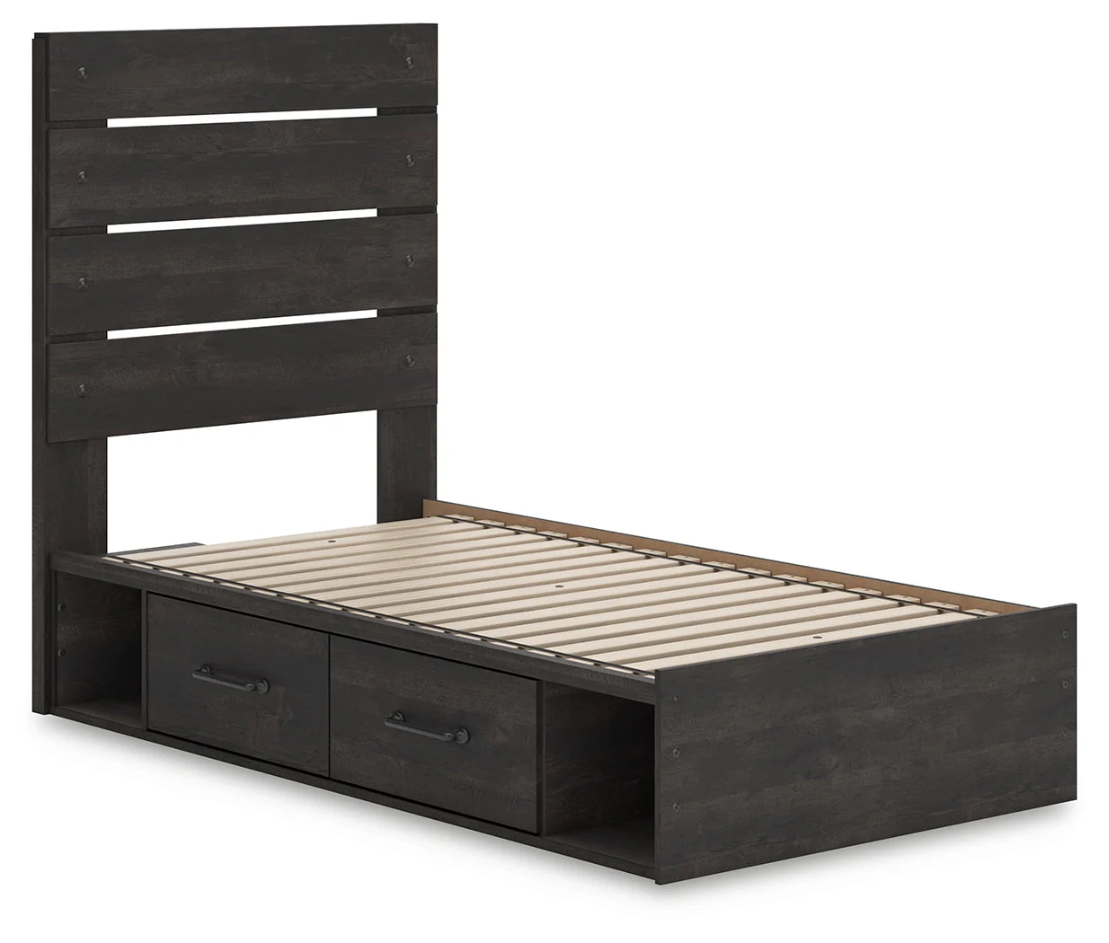 Hollivern Twin Panel Bed with Storage with Mirrored Dresser and Chest in Dark Gray - Image 24