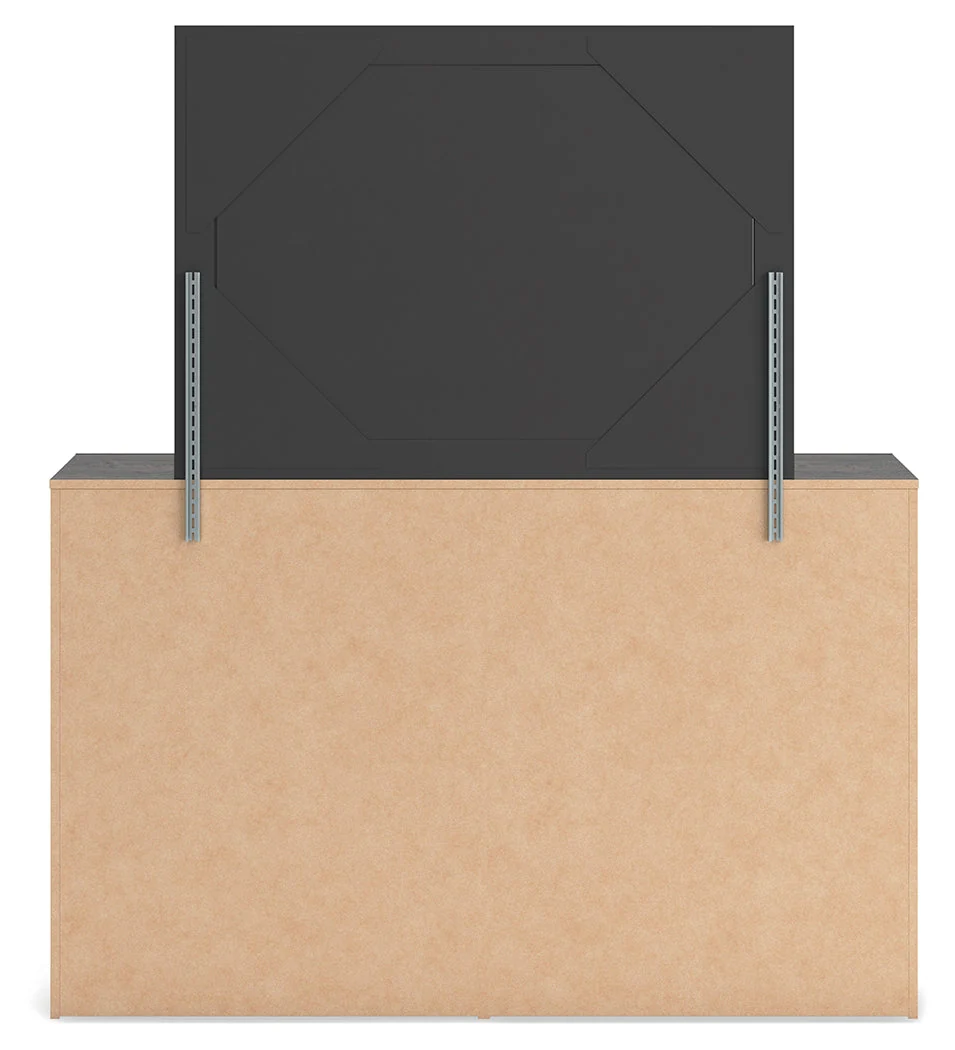 Hollivern Twin Panel Bed with Storage with Mirrored Dresser, Chest and 2 Nightstands in Dark Gray - Image 6