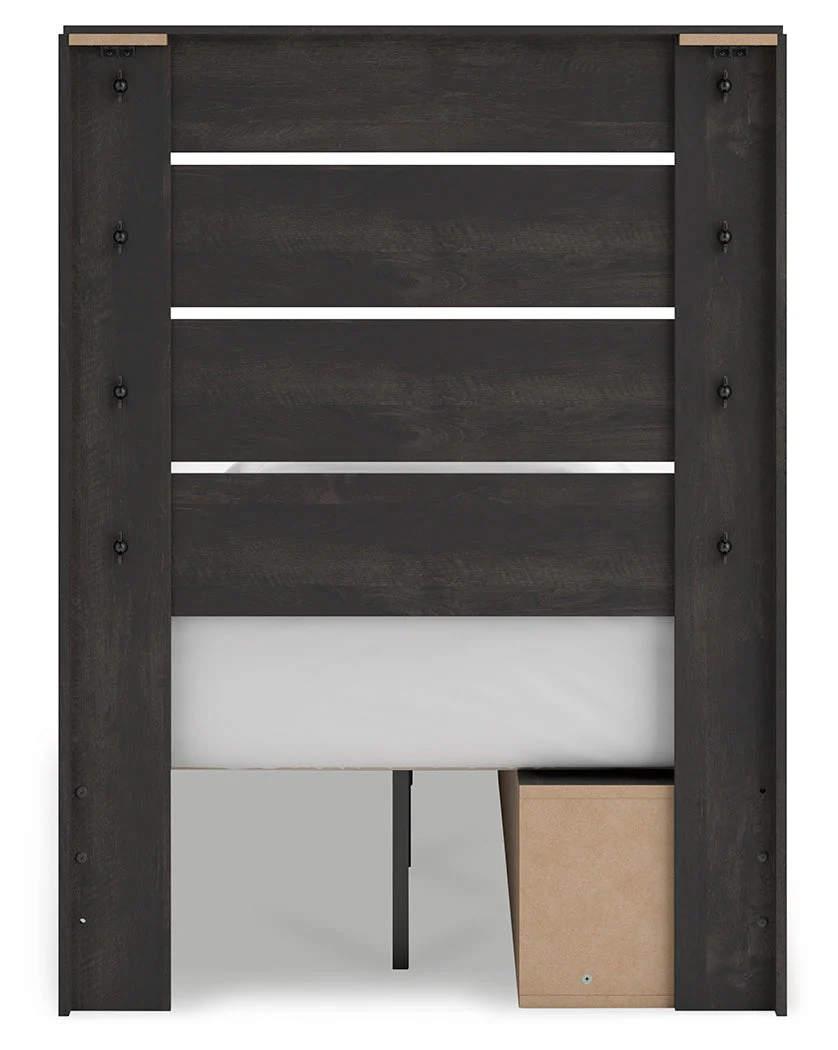 Hollivern Twin Panel Storage Bed with Mirrored Dresser, Chest and Nightstand in Dark Gray - Image 22