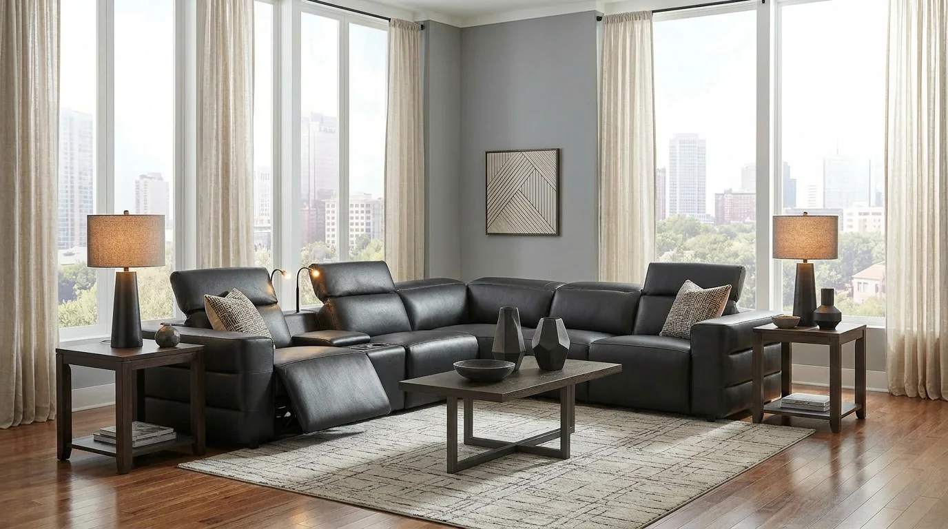 Holly Black Power Reclining Corner Sectional