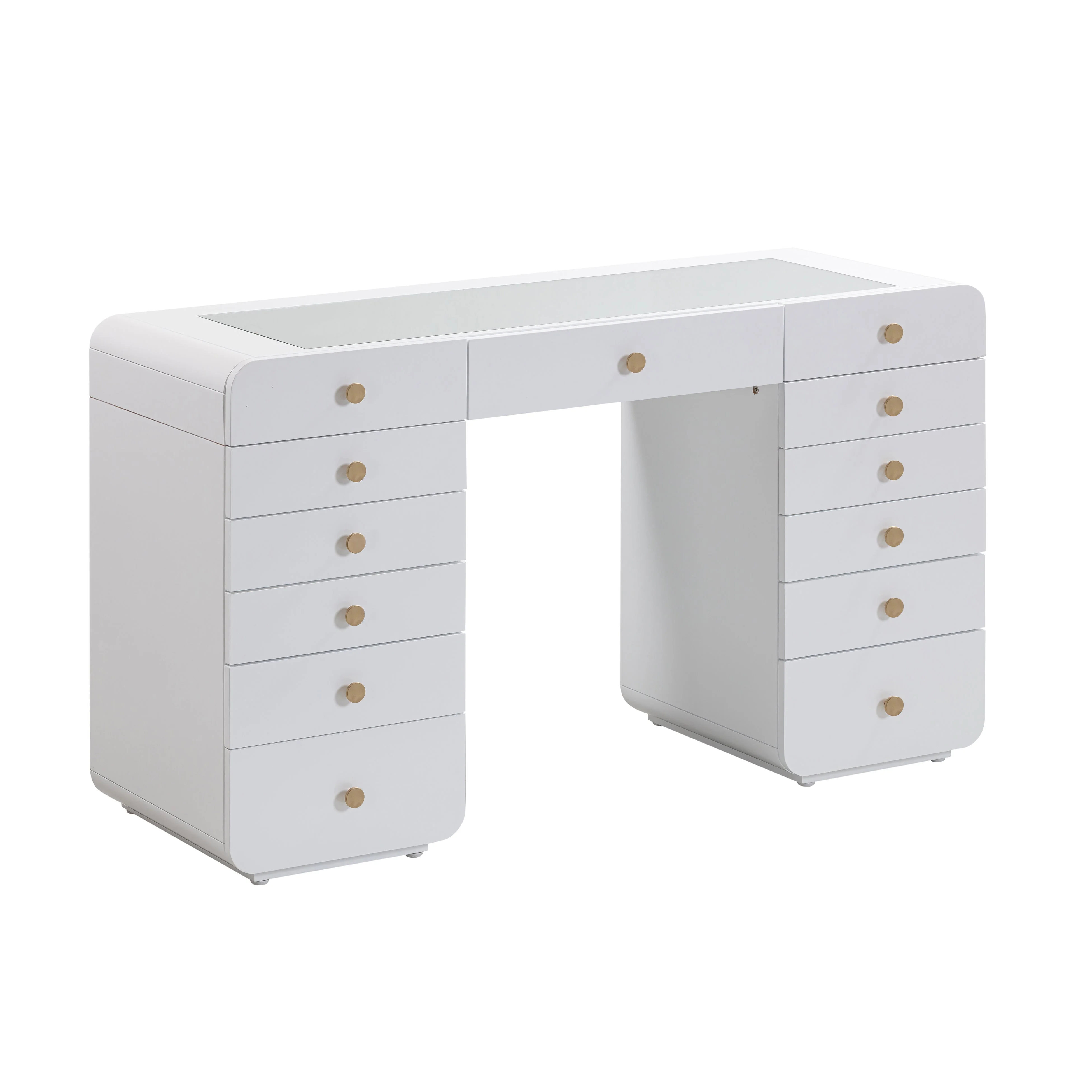 Hollywood 56" White Desk with Vanity Mirror - Image 12