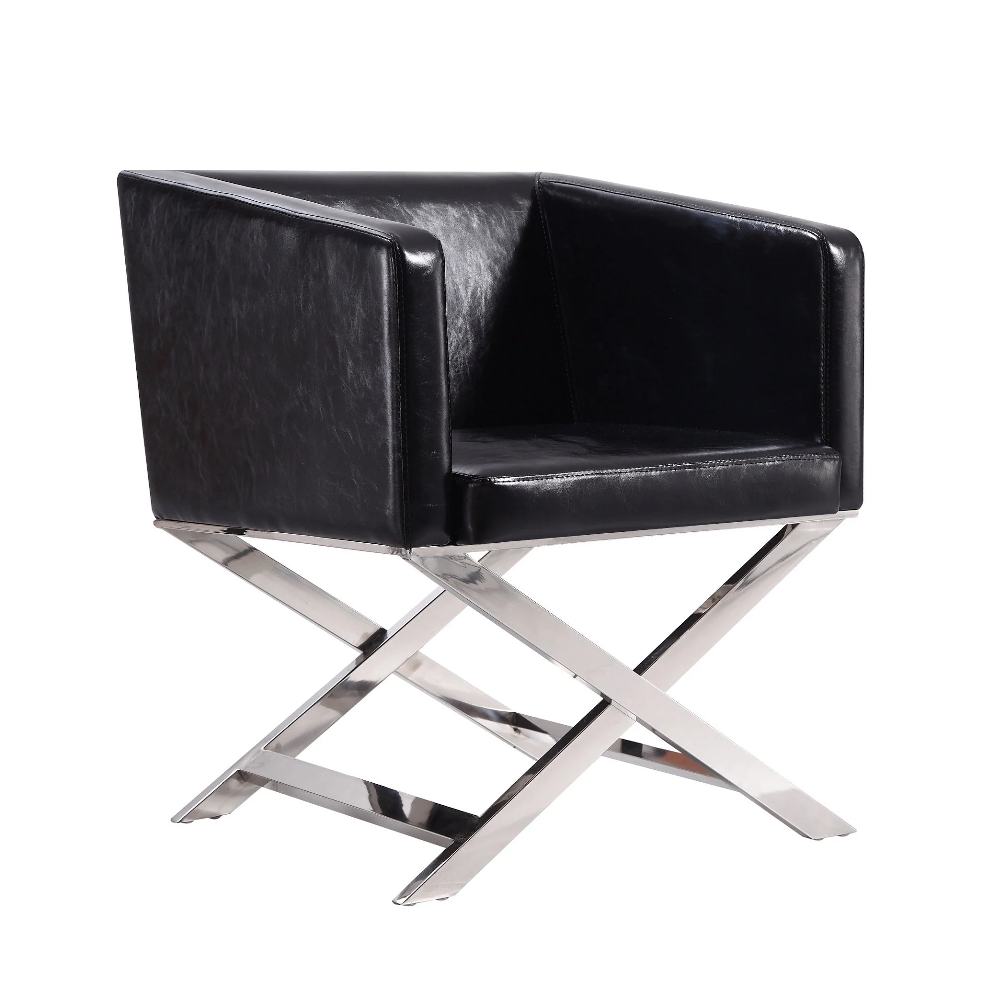Hollywood Lounge Accent Chair in Black and Polished Chrome (set of 2) - Image 3