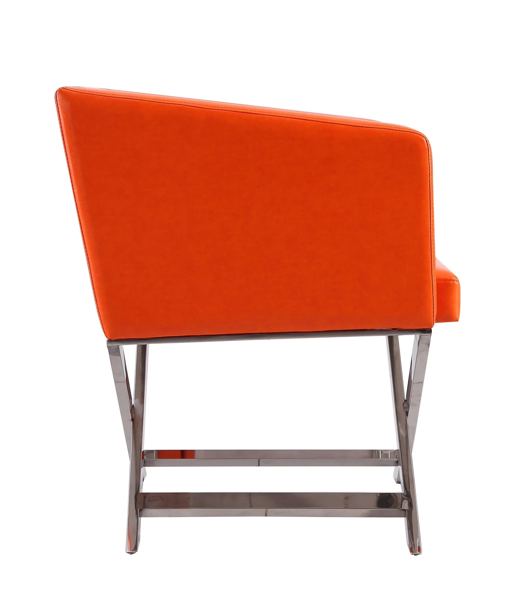 Hollywood Lounge Accent Chair in Orange and Polished Chrome (set of 2) - Image 5
