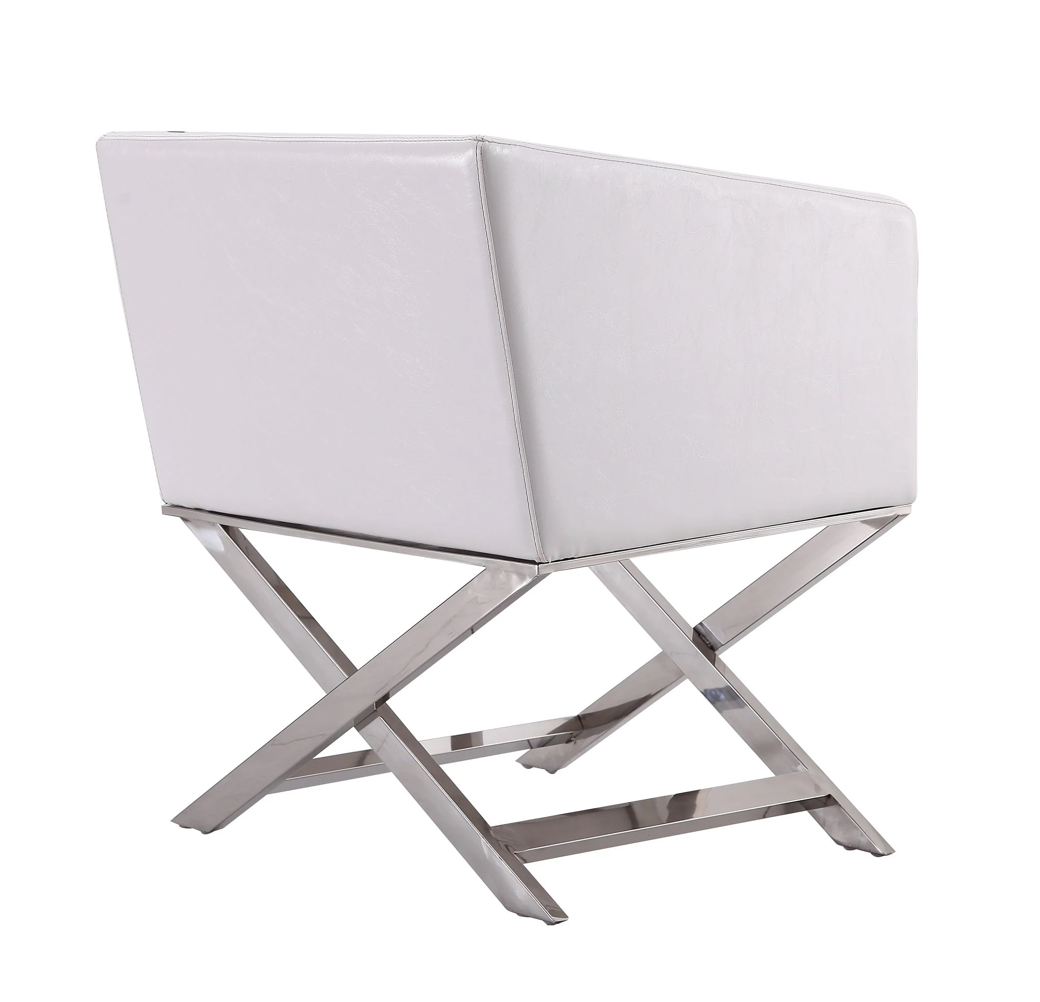 Hollywood Lounge Accent Chair in White and Polished Chrome - Image 6