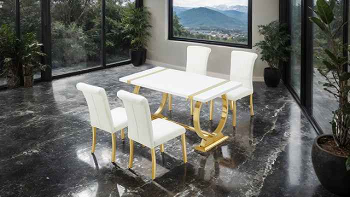 Holstebro Gold/White 5-Piece Dining Room Set - Image 2