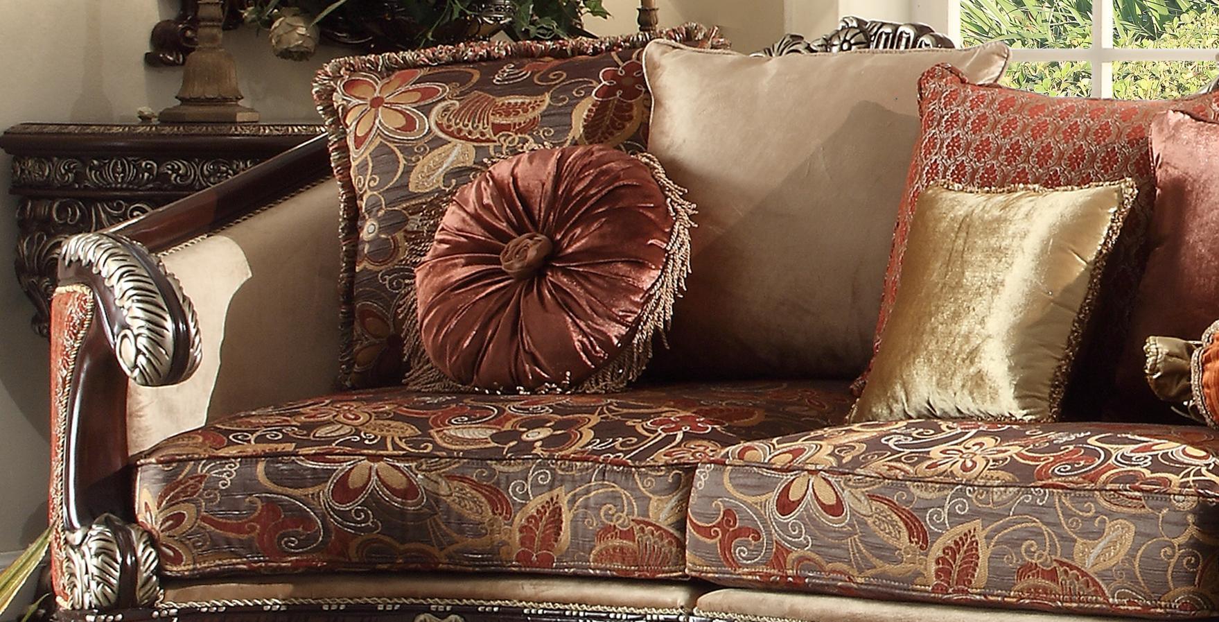 Homey Design HD-111 Dark Red Mahogany Sectional Sofa & 2 Chair (Clearance Sale) - Image 3