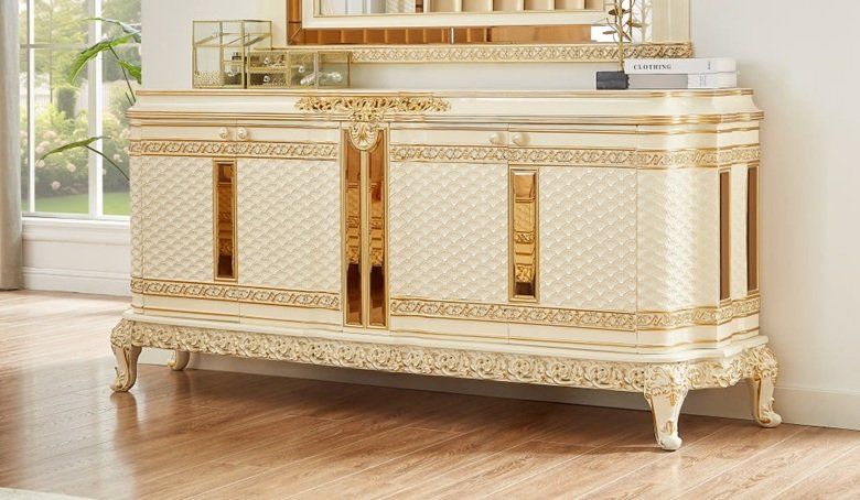 Homey Design HD-1882 Dresser Only in Ivory/Gold HD-DR1882 - Image 2