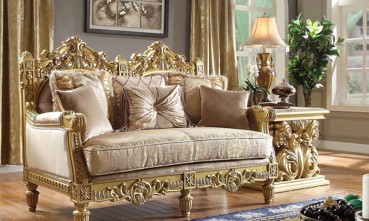 Homey Design HD-2659 Metallic Bright Gold Loveseat