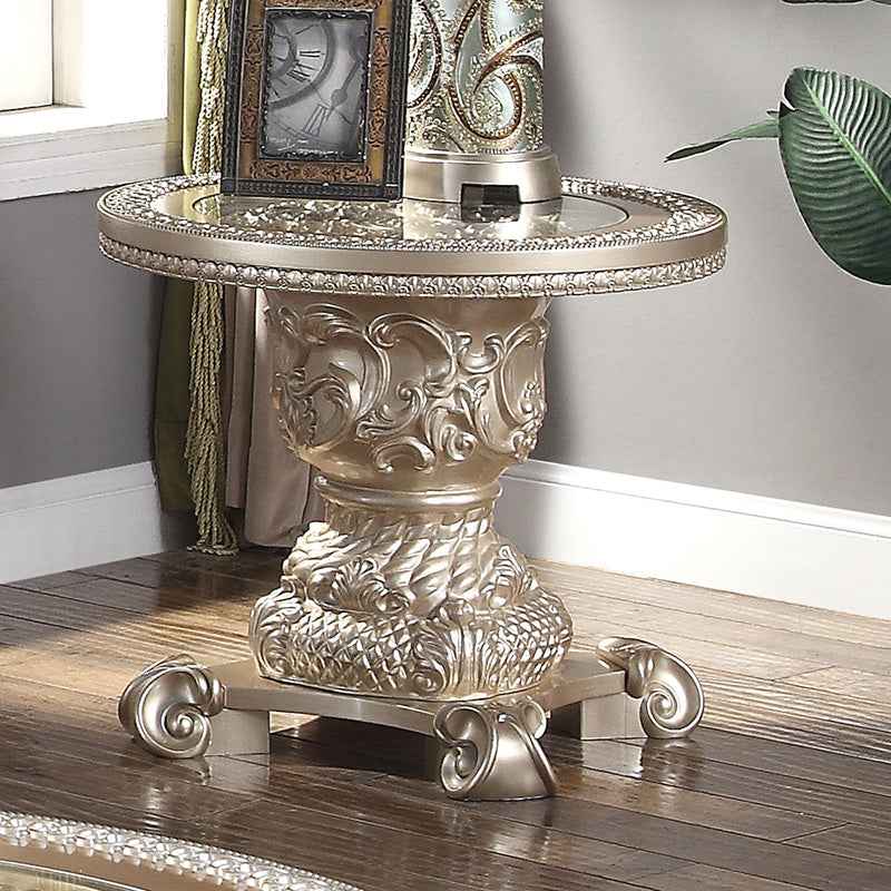 Homey Design HD-328C Champagne Gold End Table