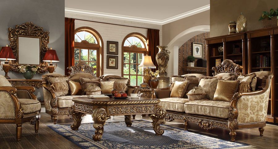 Homey Design HD-610 Metallic Antique Gold 3-Piece Set