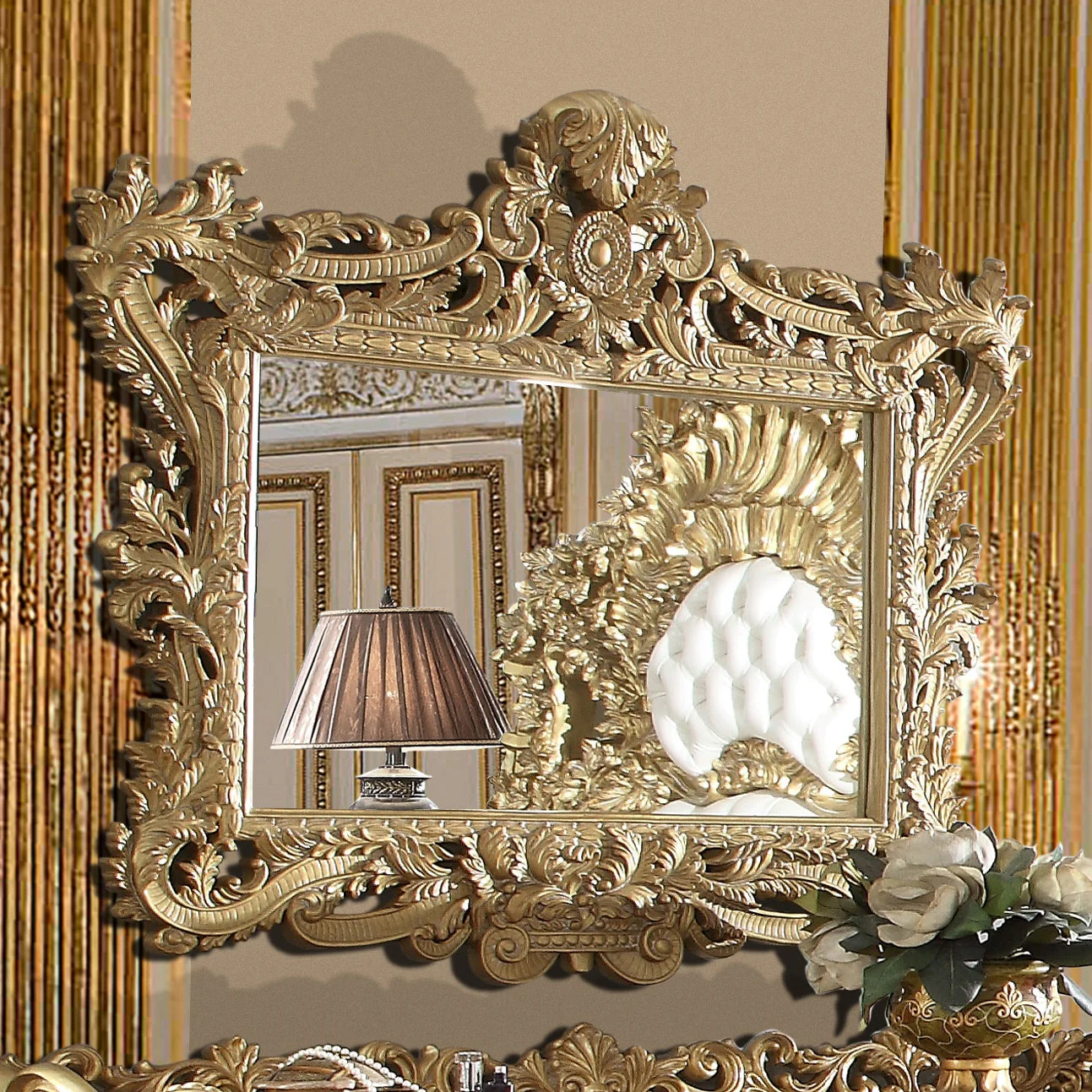 Homey Design HD-8086 Metallic Bright Gold Mirror