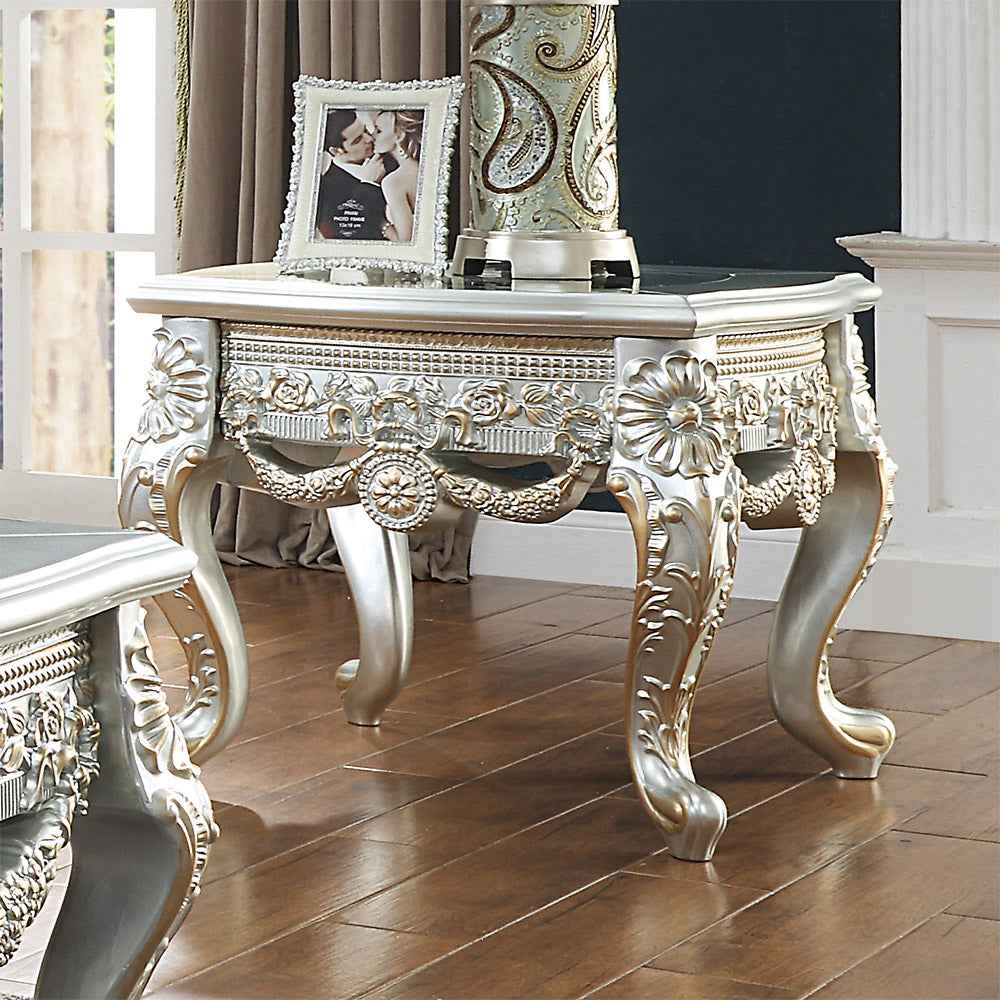Homey Design HD-905 Belle Silver Gold Highlight End Table