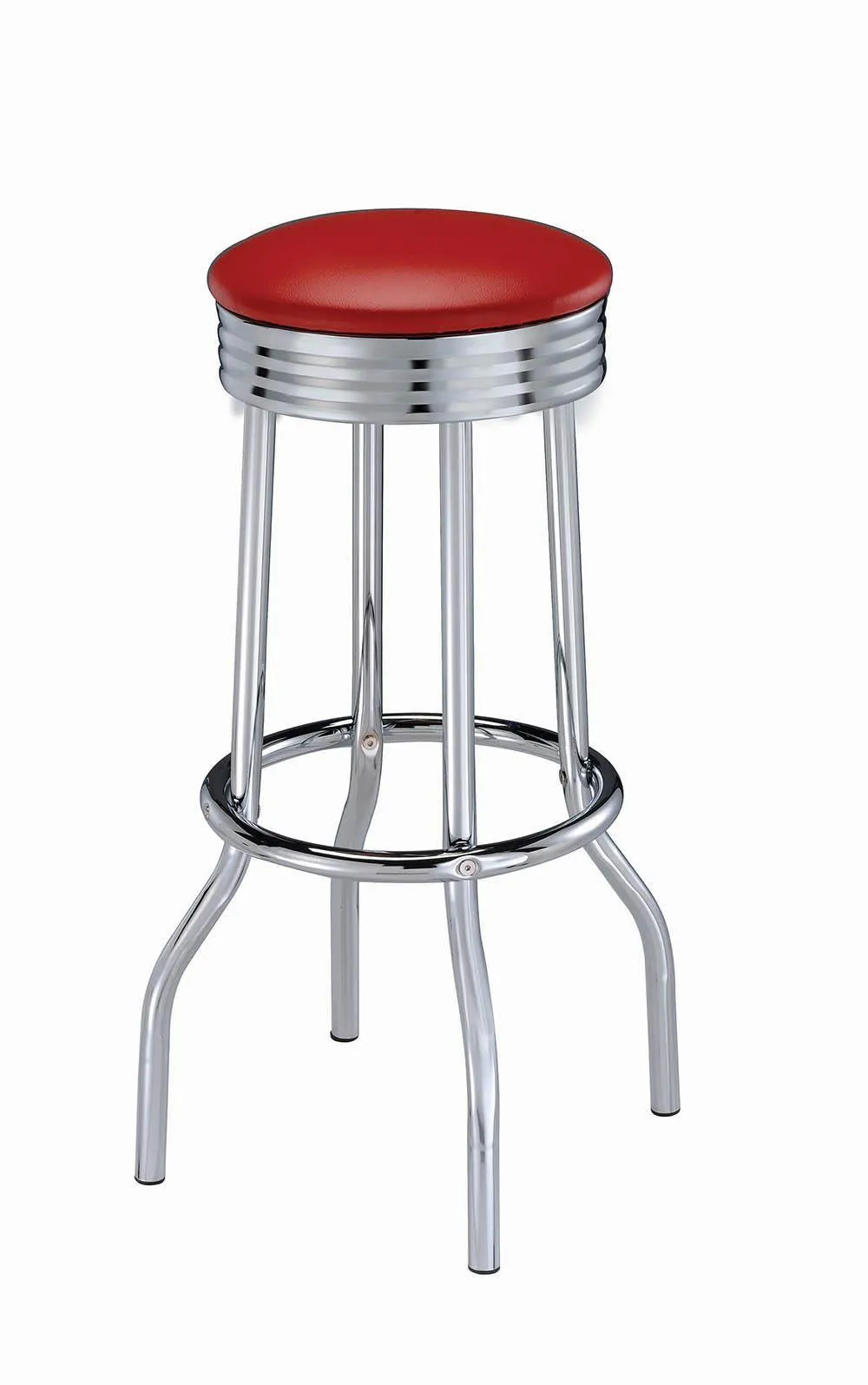 Hopkins Red/Chrome Upholstered Top Bar Stools, Set of 2 - Image 2