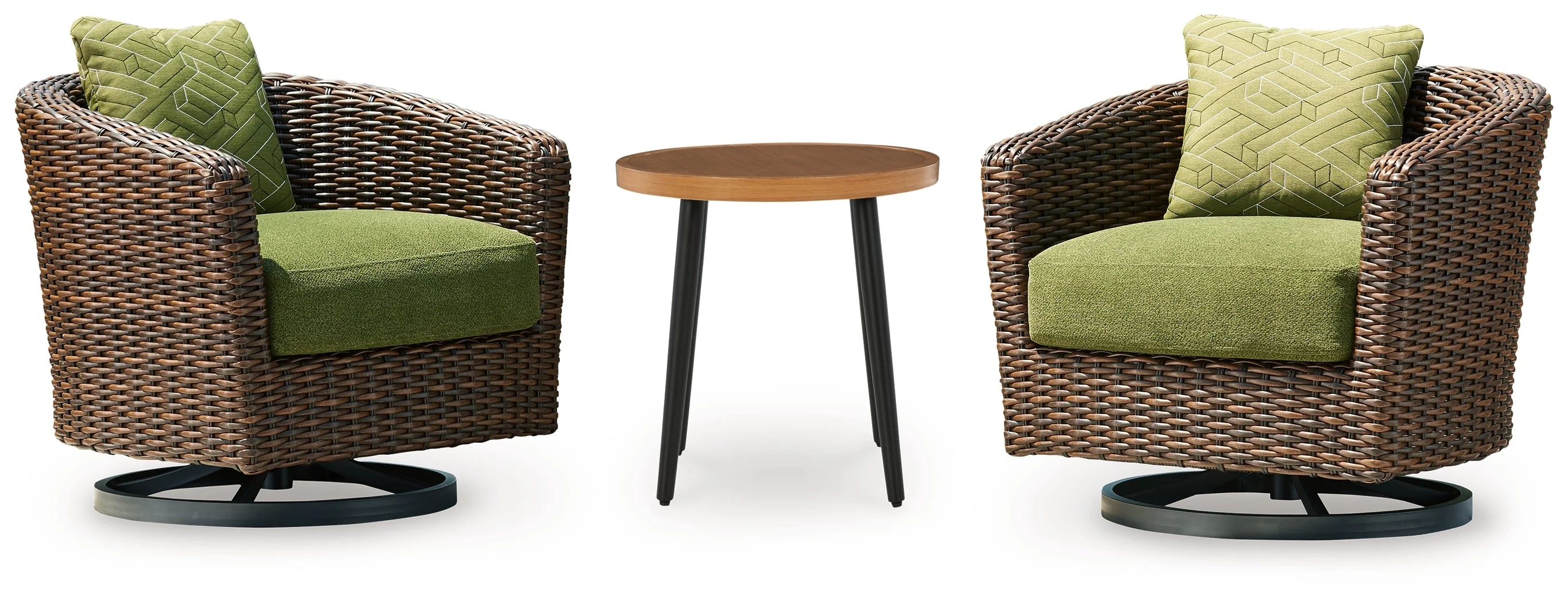 Horizon Hall Brown/Green 2 Lounge Chairs with End Table