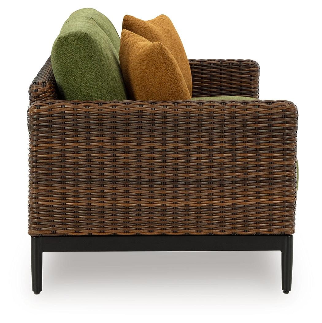 Horizon Hall Brown/Green Outdoor Loveseat with Cushion - Image 4