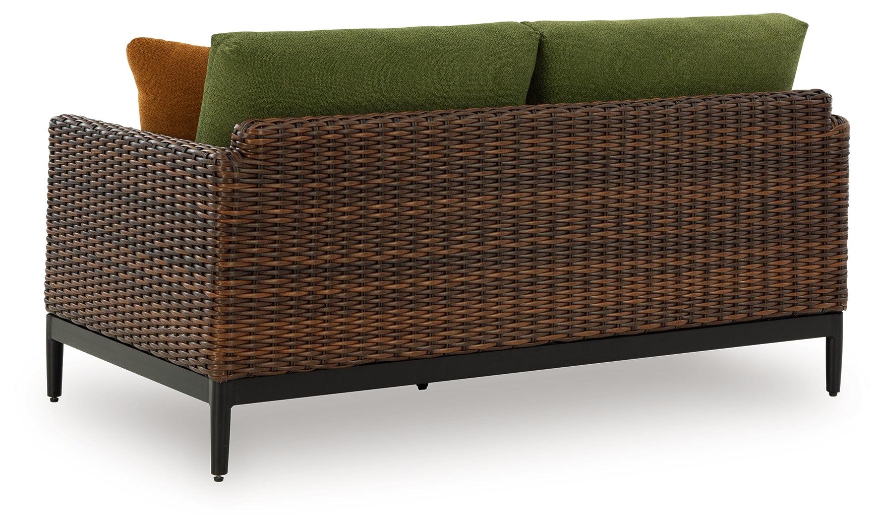 Horizon Hall Brown/Green Outdoor Loveseat with Cushion - Image 5