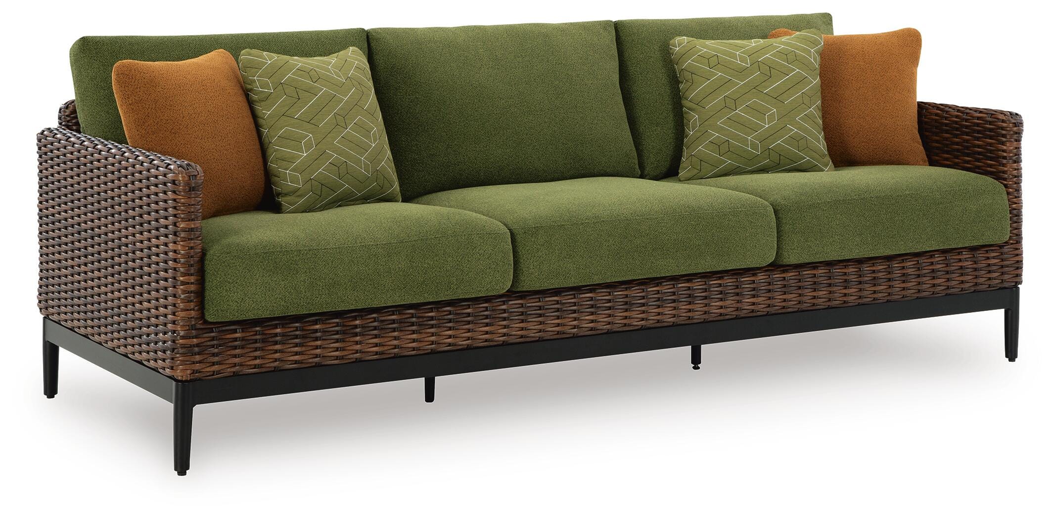 Horizon Hall Brown/Green Outdoor Sofa, 2 Lounge Chairs and 2 Ottomans - Image 11
