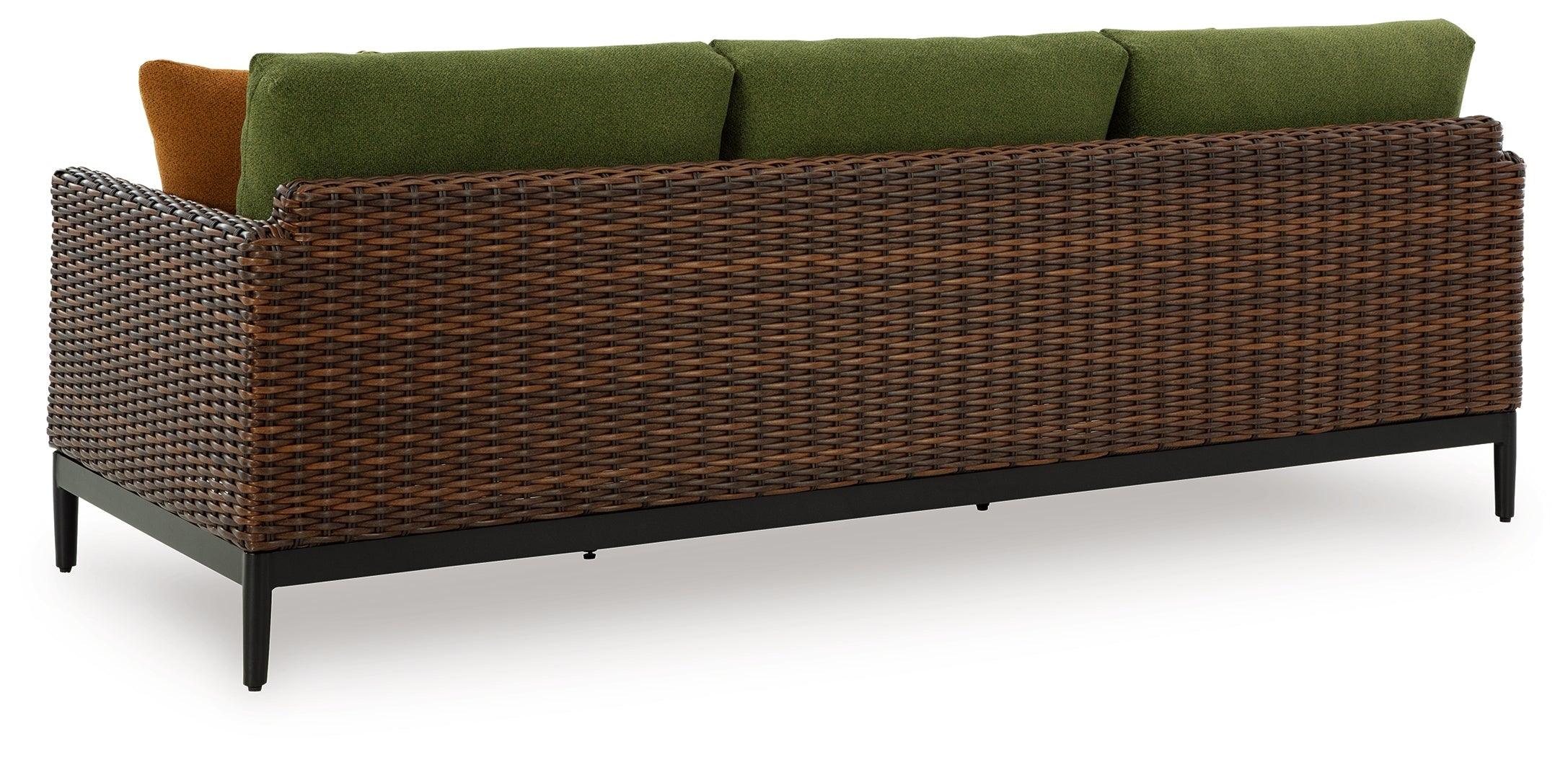 Horizon Hall Brown/Green Outdoor Sofa with Cushion - Image 6