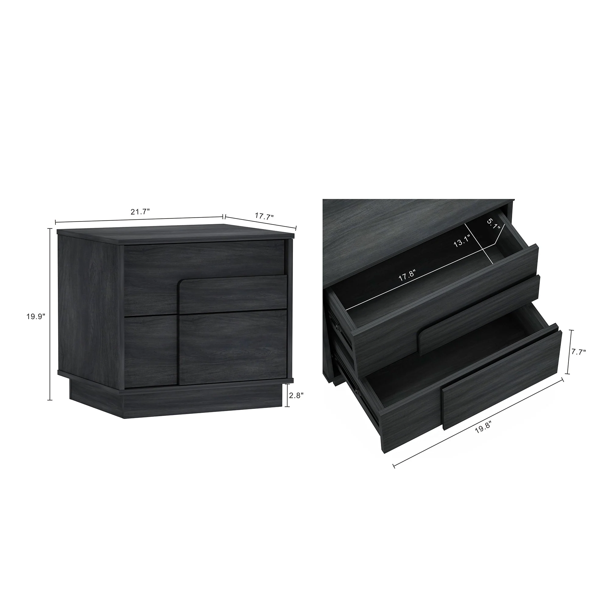 Horizon Nightstand in Charcoal Grey - Image 3