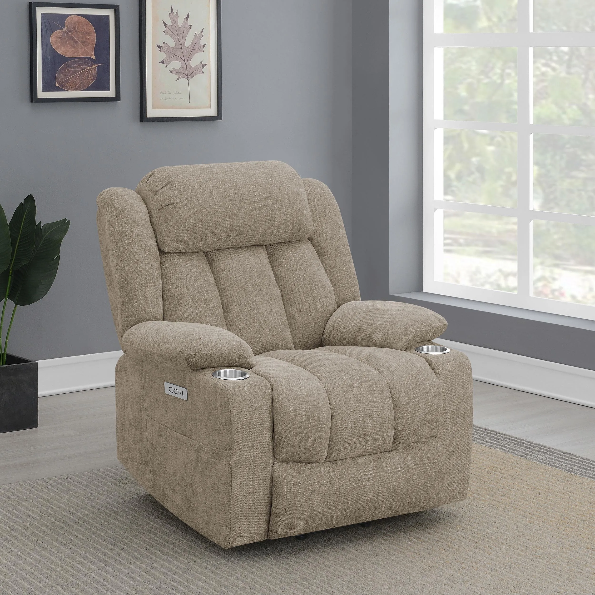 Houston Camel Upholstered Power Lift Recliner Chair