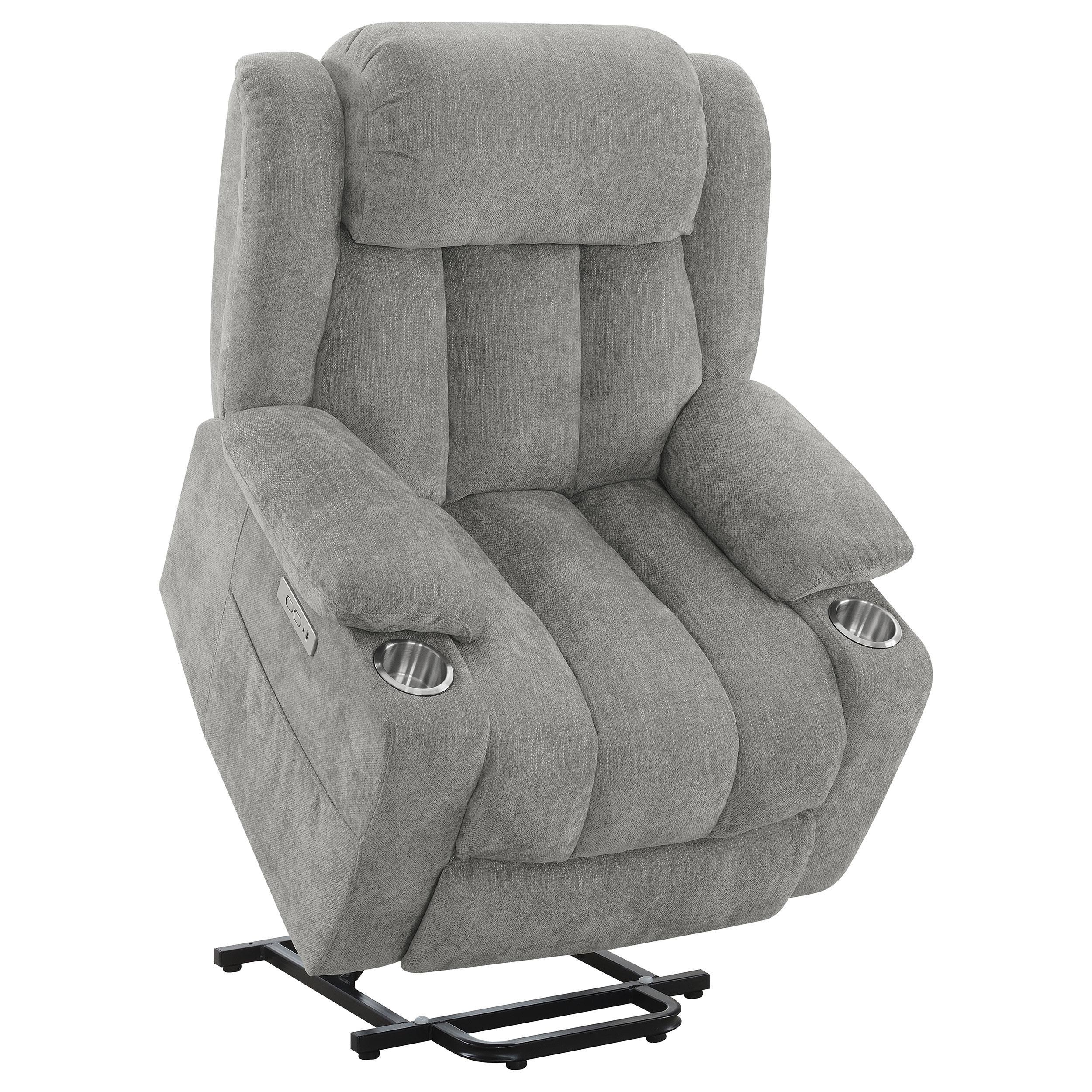 Houston Grey Upholstered Power Lift Recliner Chai - Image 5