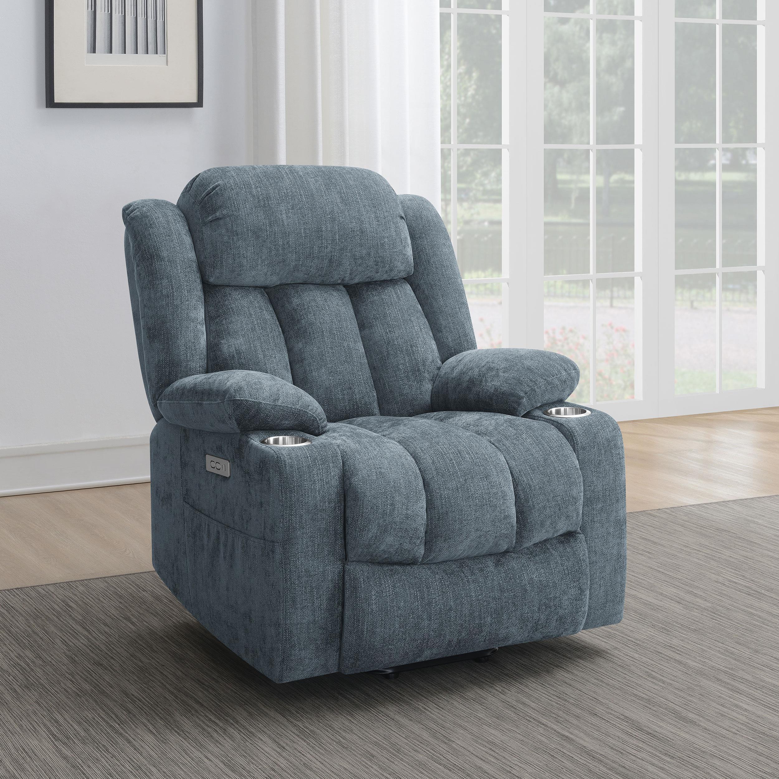 Houston Slate Blue Upholstered Power Lift Recliner Chair
