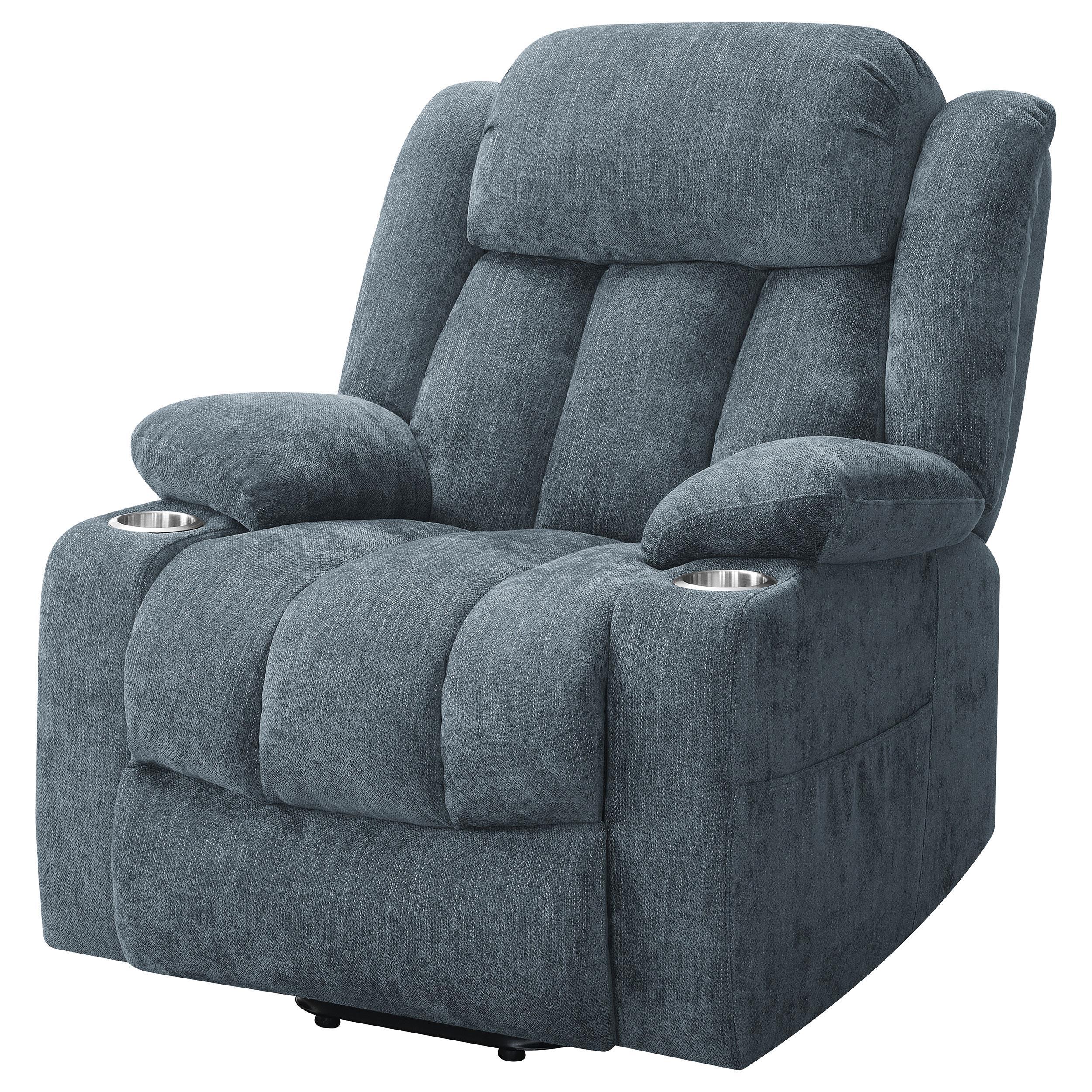 Houston Slate Blue Upholstered Power Lift Recliner Chair - Image 7