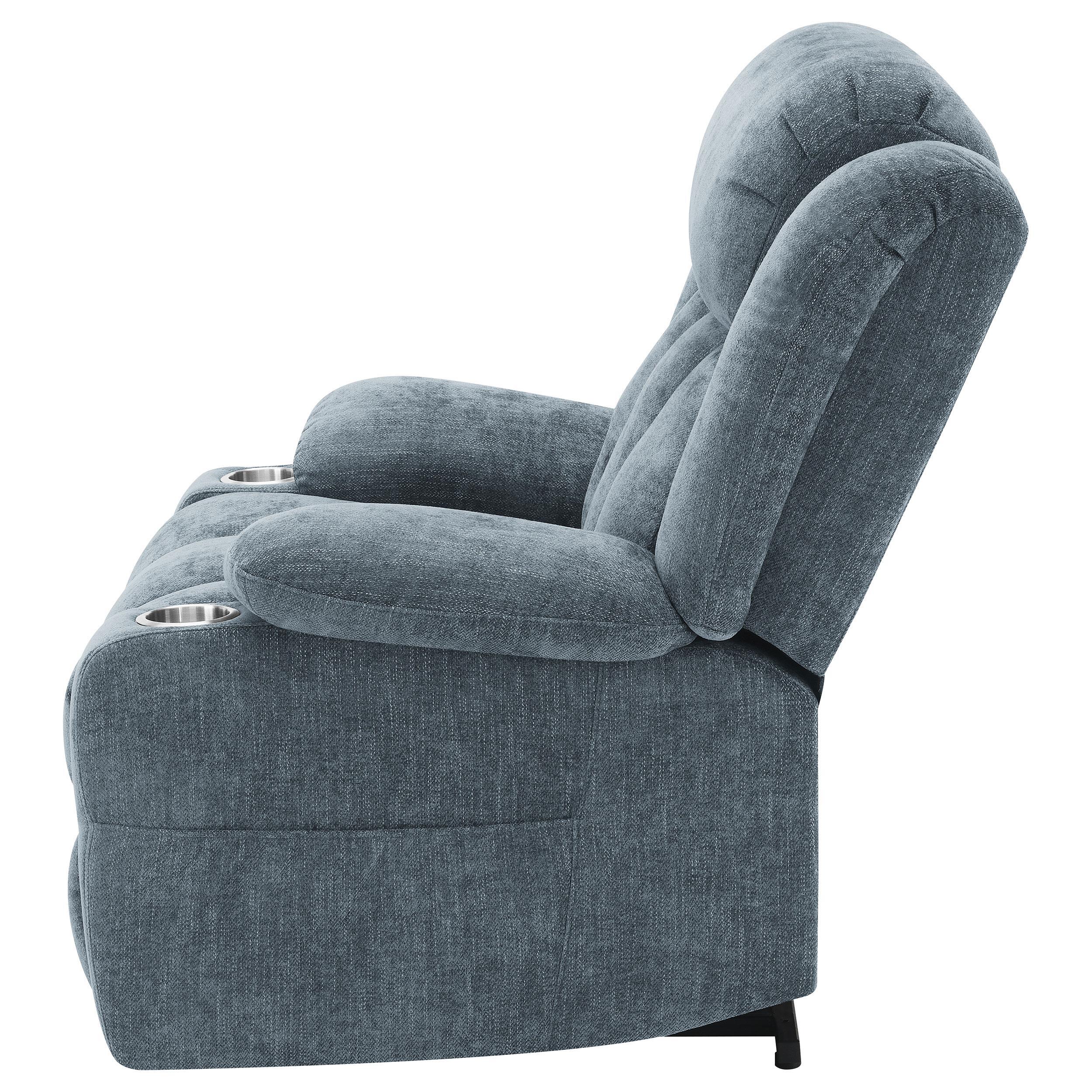 Houston Slate Blue Upholstered Power Lift Recliner Chair - Image 8