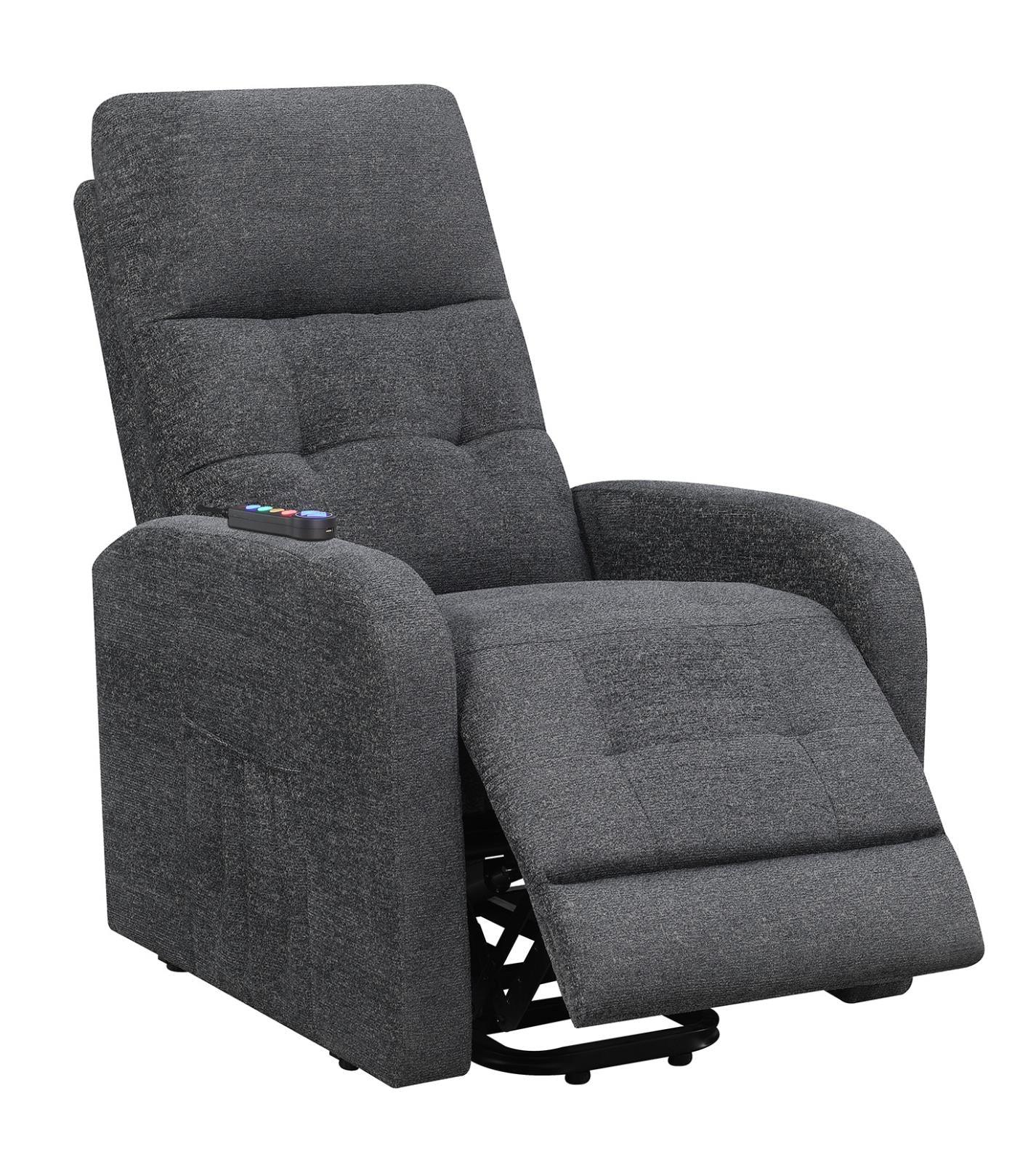 Howie Charcoal Tufted Upholstered Power Lift Recliner - Image 5
