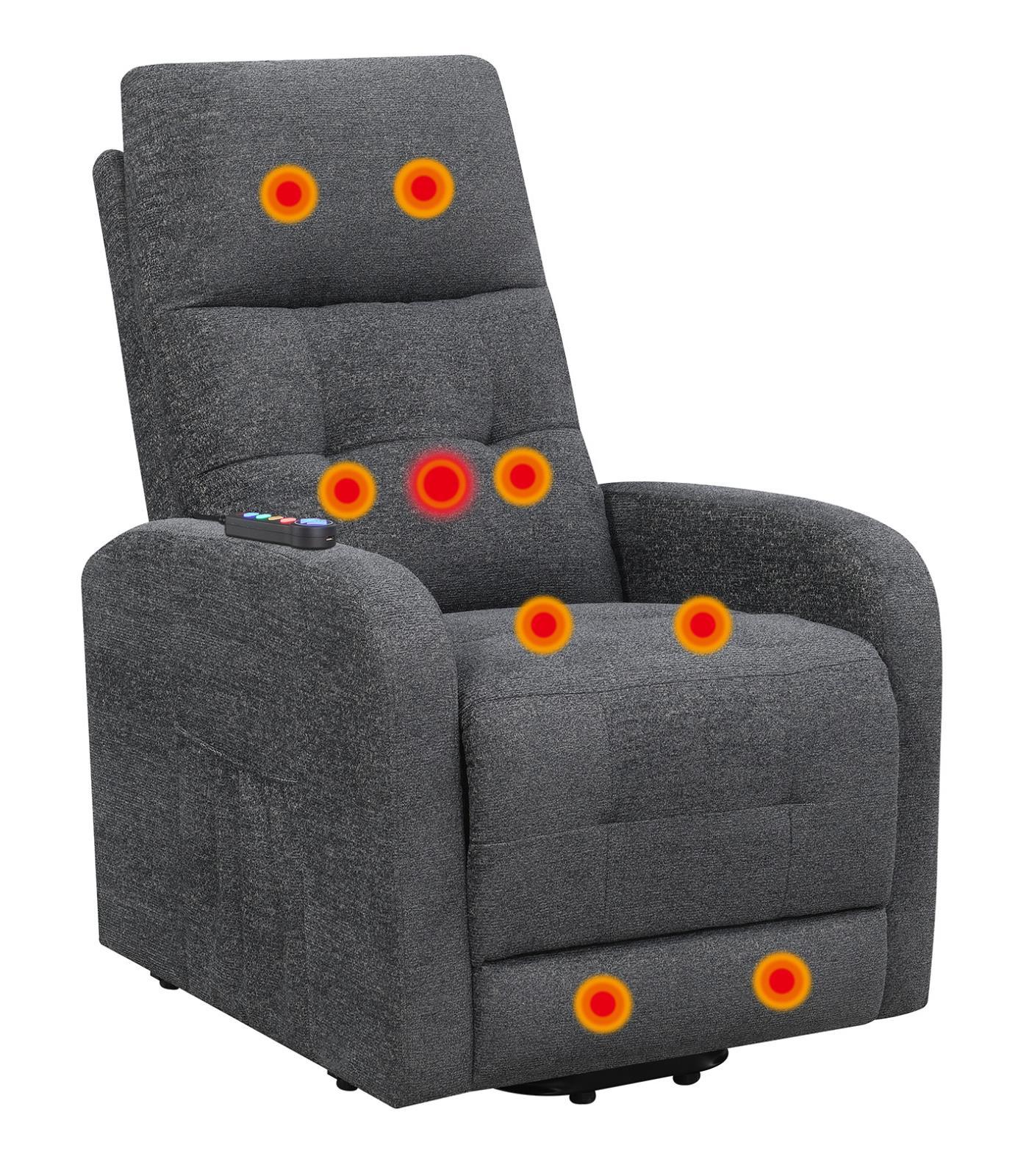 Howie Charcoal Tufted Upholstered Power Lift Recliner - Image 6
