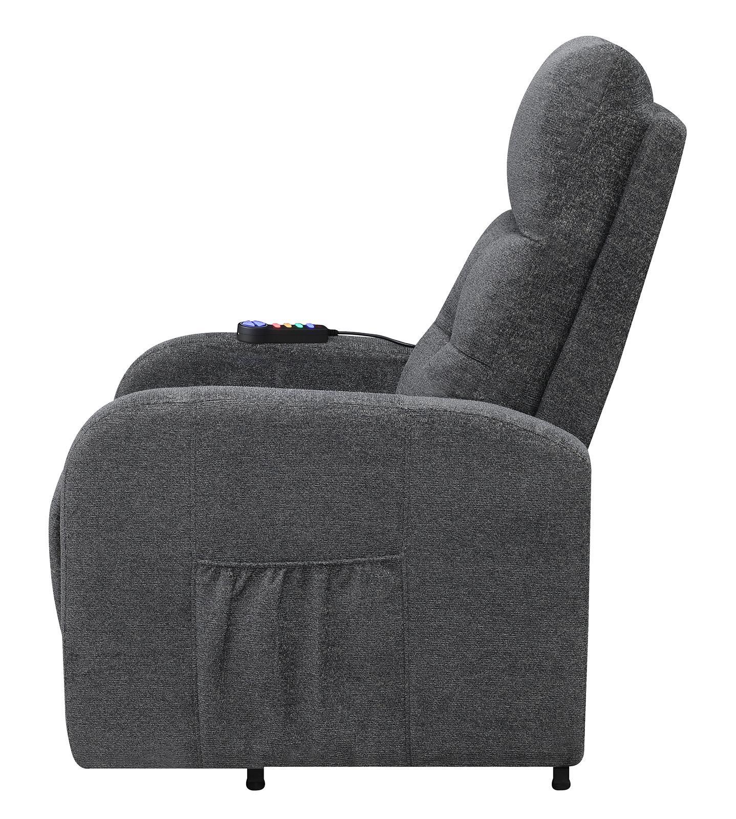 Howie Charcoal Tufted Upholstered Power Lift Recliner - Image 8