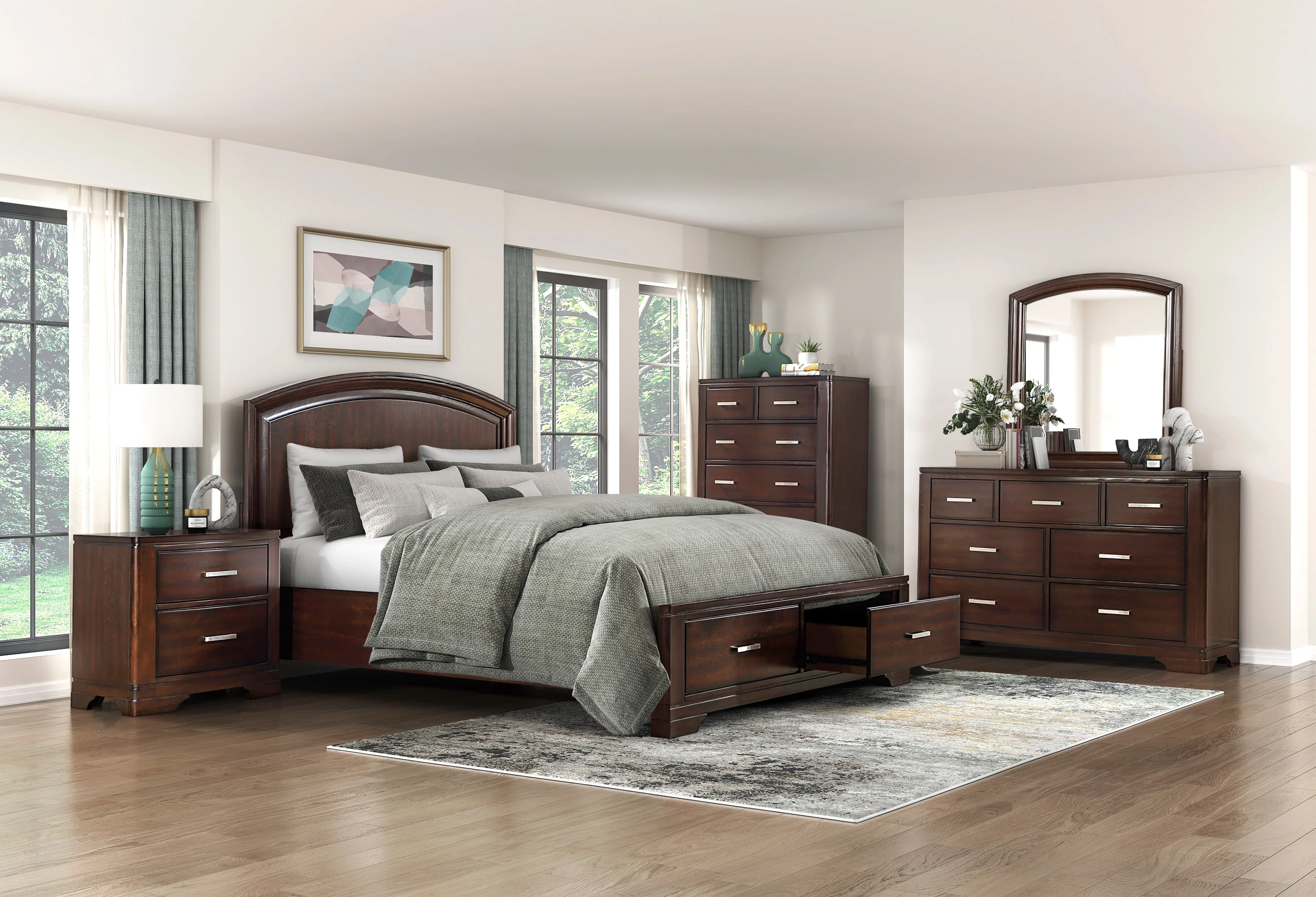 Hudson Cherry Full Storage Platform Bed - Image 3