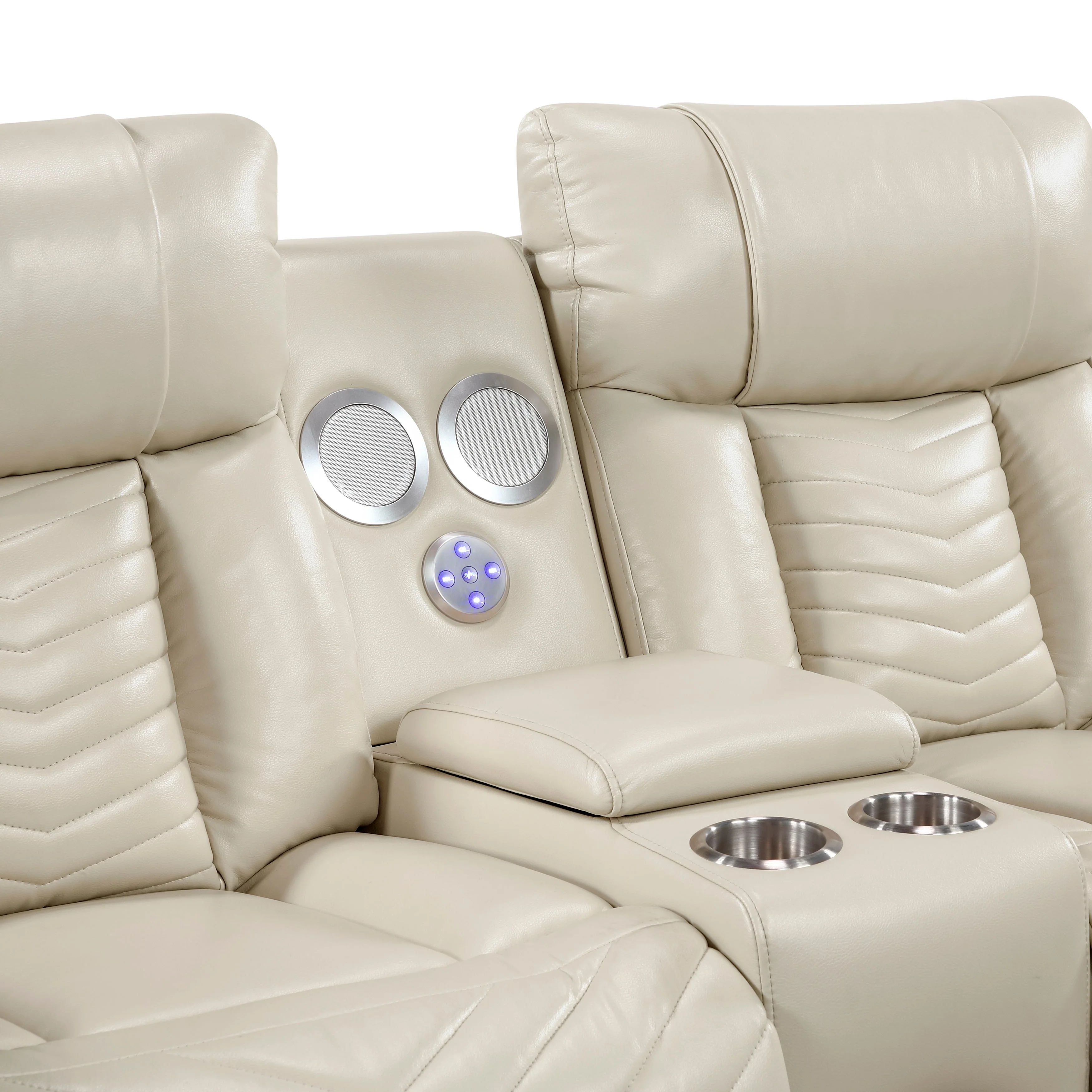 Huron Beige Power Double Reclining Living Room Set - Image 17