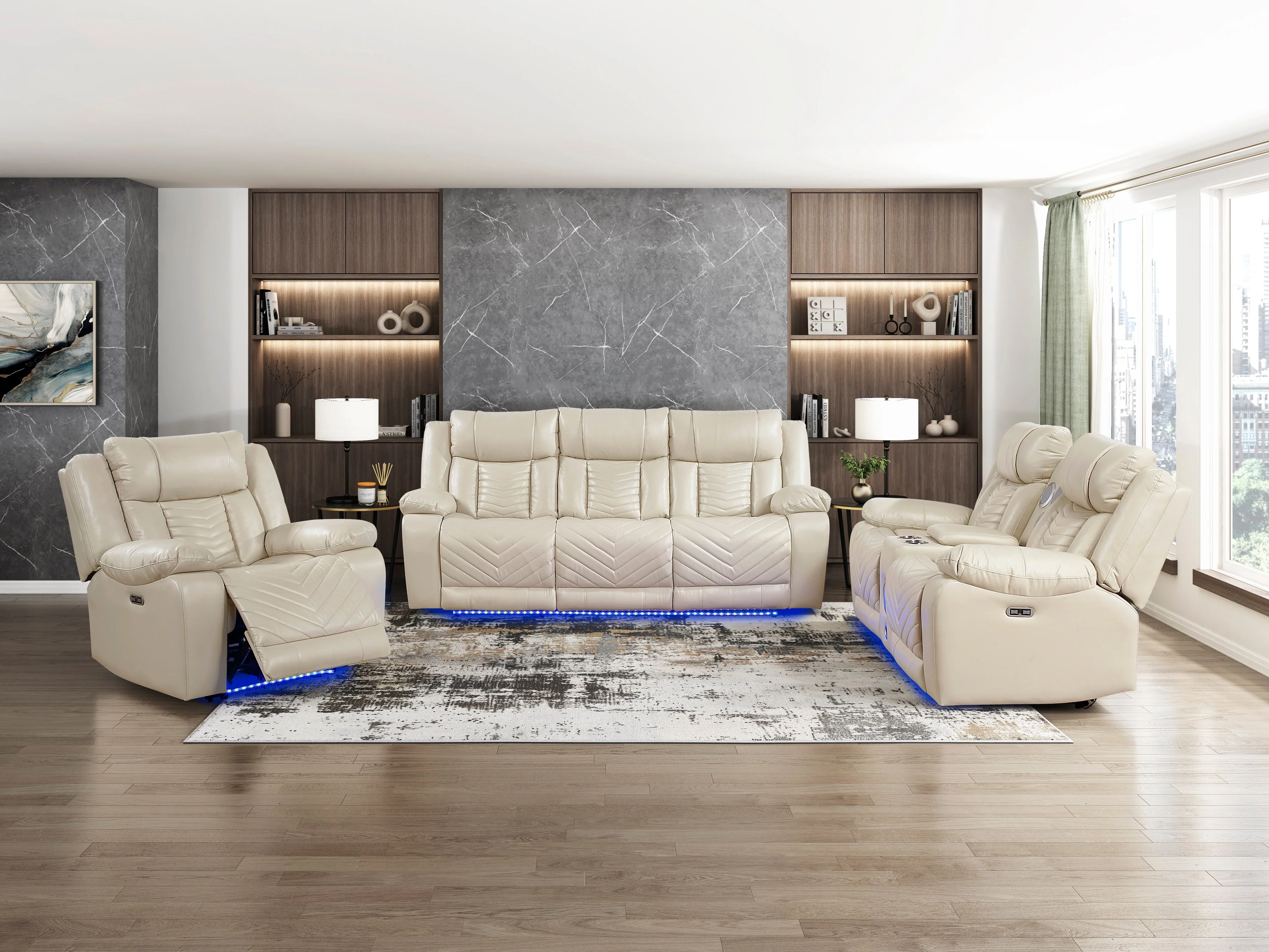 Huron Beige Power Double Reclining Sofa - Image 13