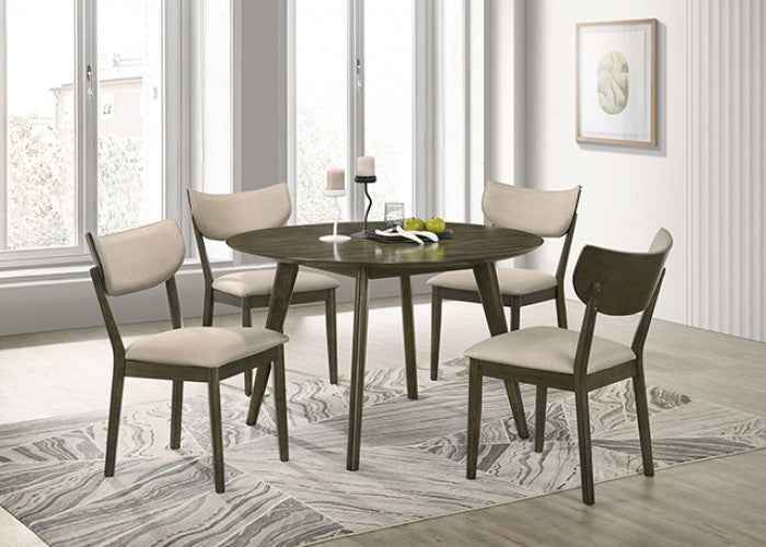 Huttwil Dark Walnut/Beige 5-Piece Round Dining Table Set