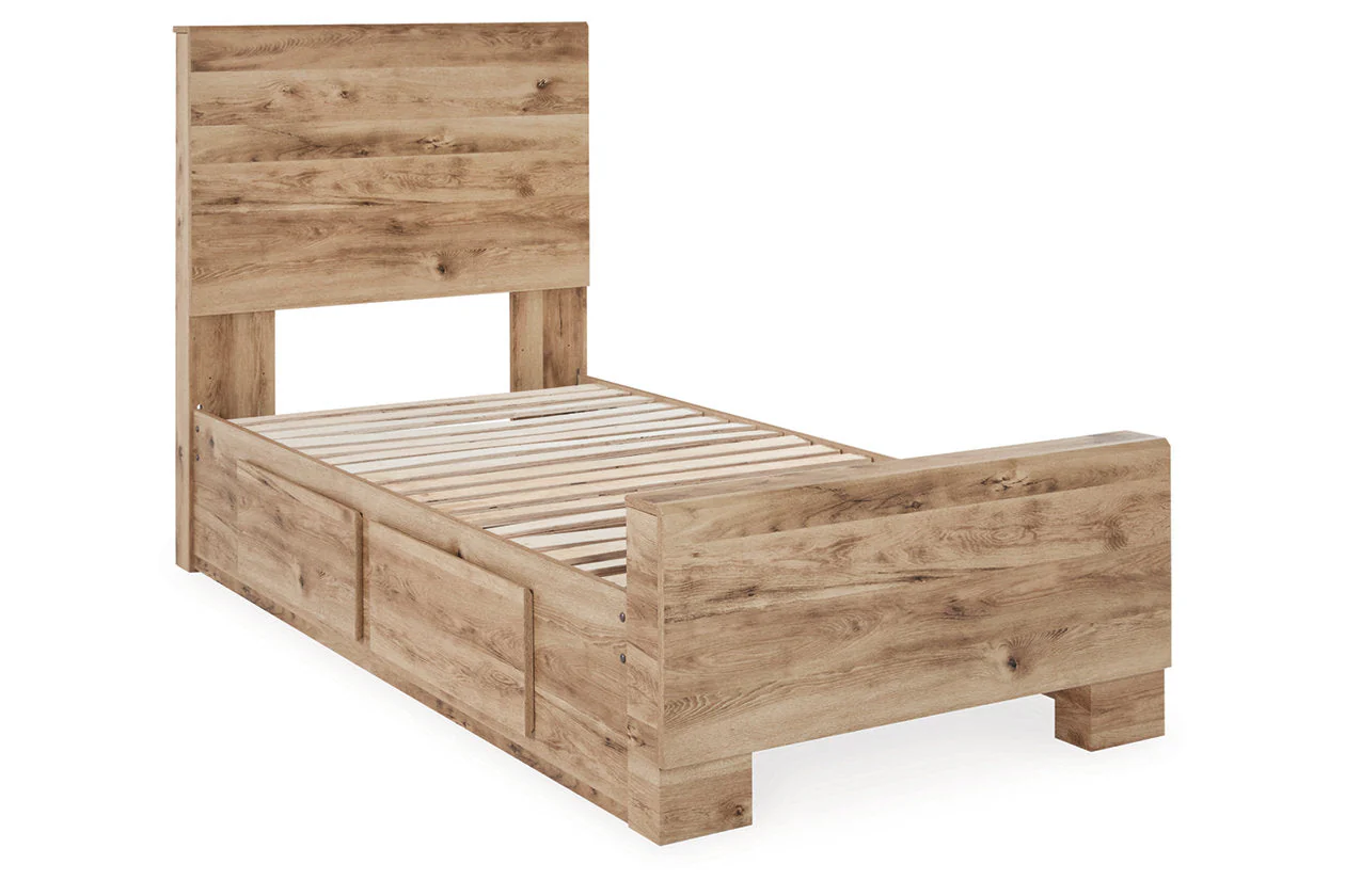 Hyanna Tan Brown Twin Storage Platform Bed with 2 Drawers - Image 2