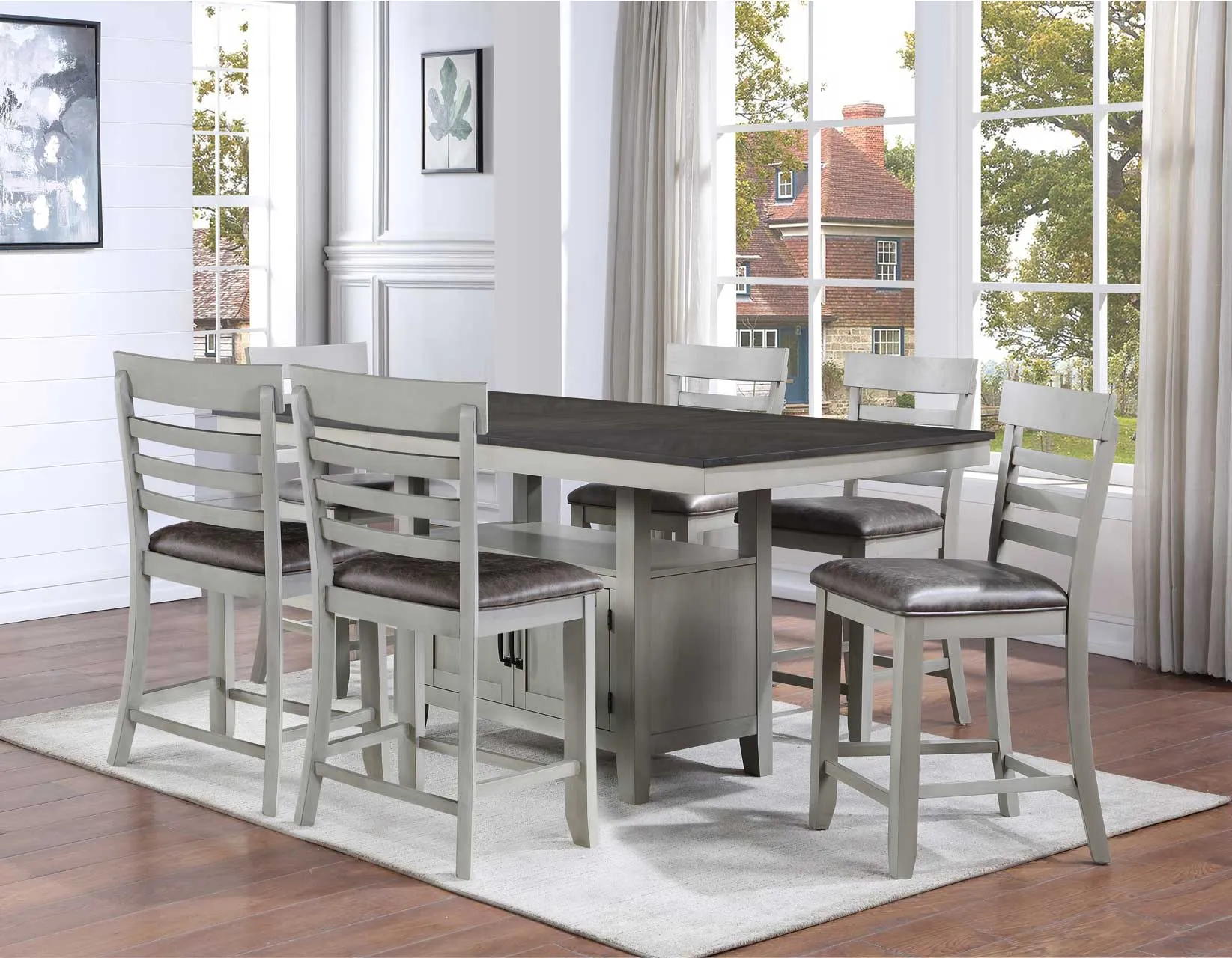 Hyland Stone Gray/Charcoal Counter Height Dining Set - Image 2