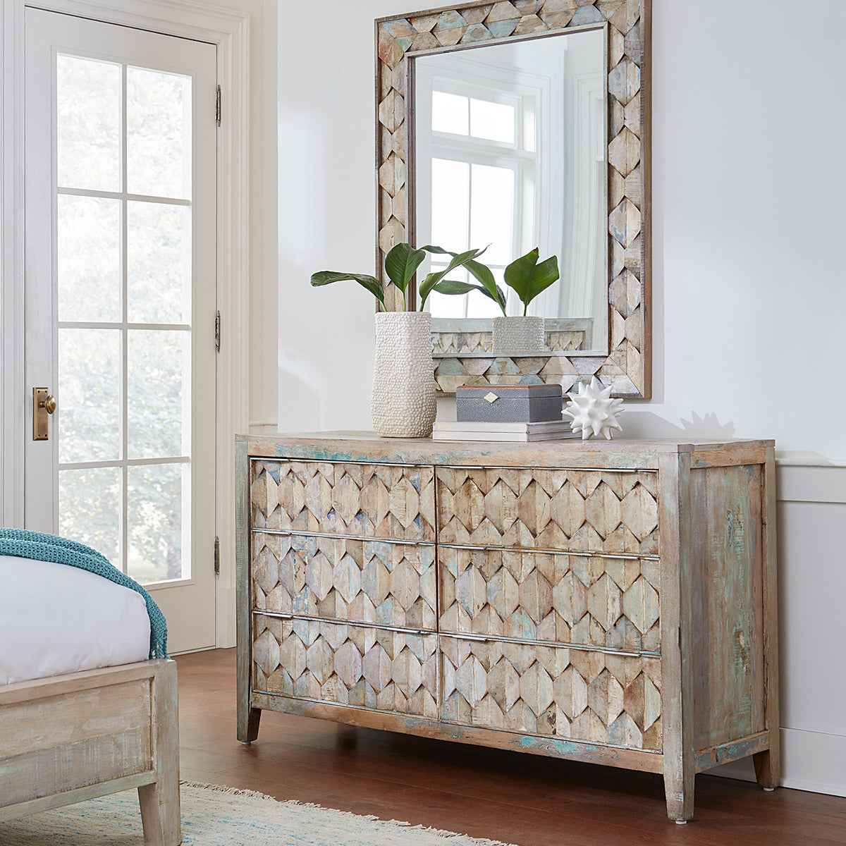 Ibiza 57" Dresser in Vintage Teal Reclaimed Wood