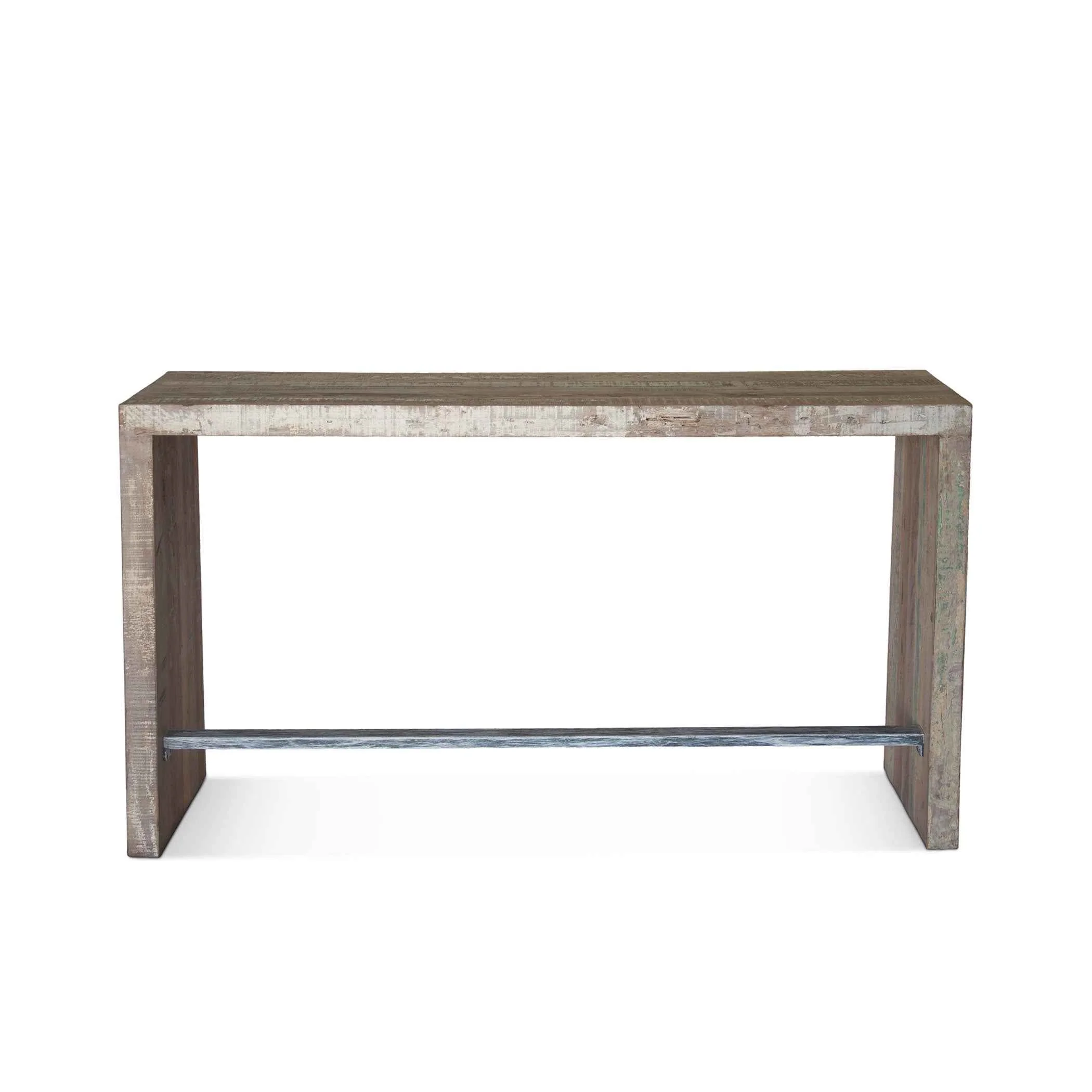 Ibiza 66" Sofa Back Console Table with Stools in Vintage Teal Reclaimed Wood - Image 4