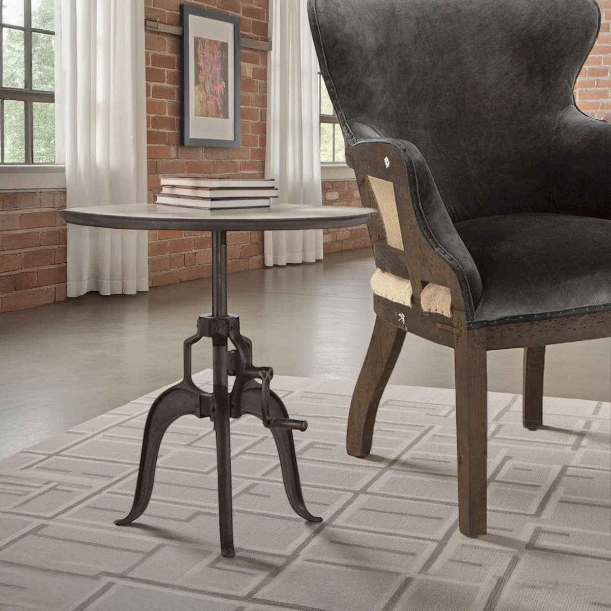 Industrial Loft 24" Adjustable Side Table in Matte Black - Image 3