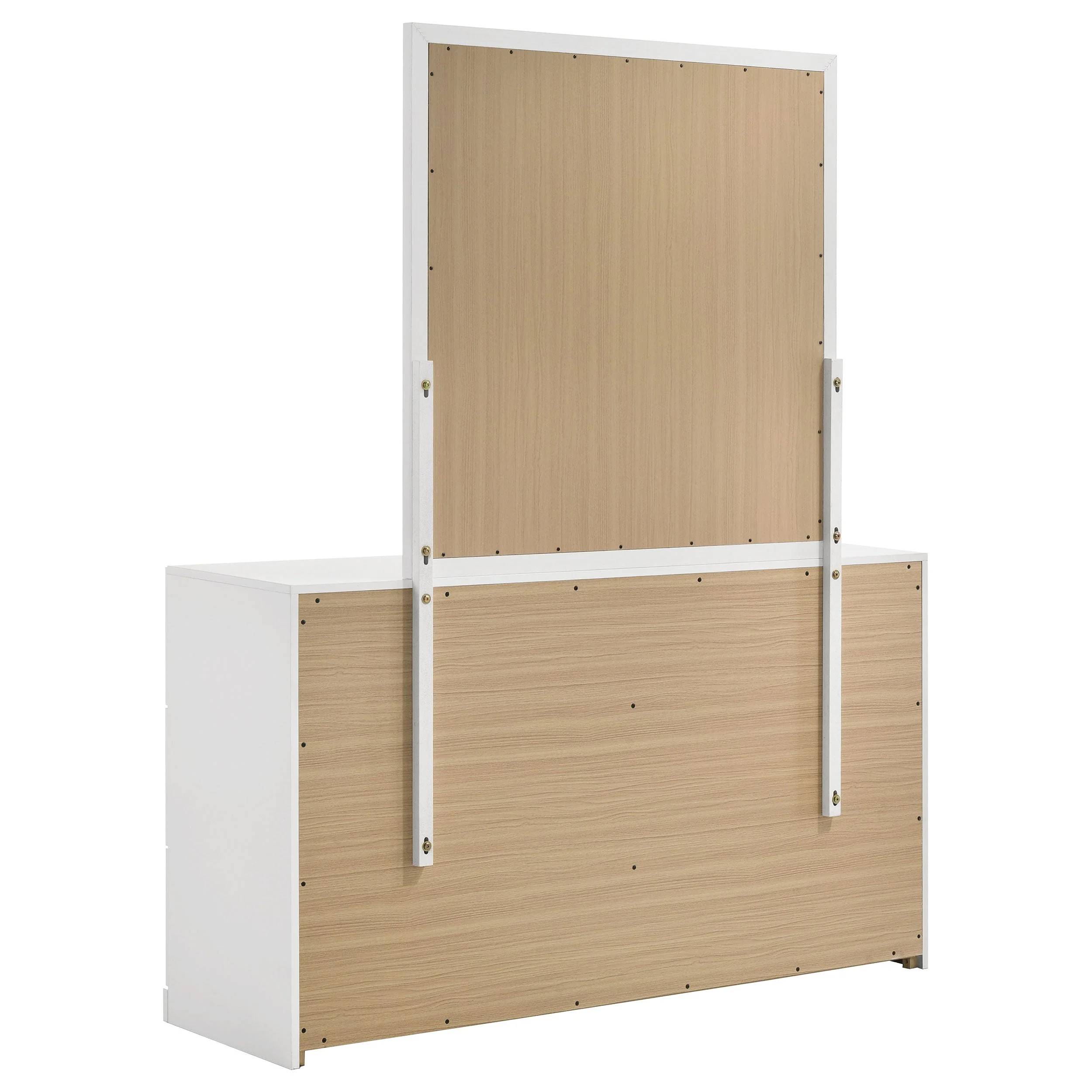 Ines White High Gloss 6-drawer Bedroom Dresser with Mirror - Image 4
