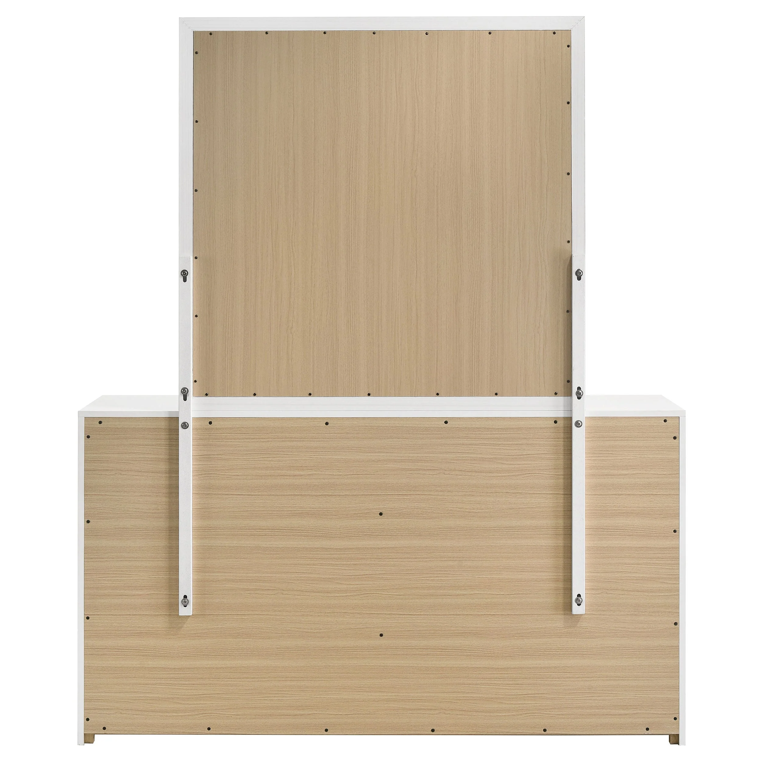 Ines White High Gloss 6-drawer Bedroom Dresser with Mirror - Image 5