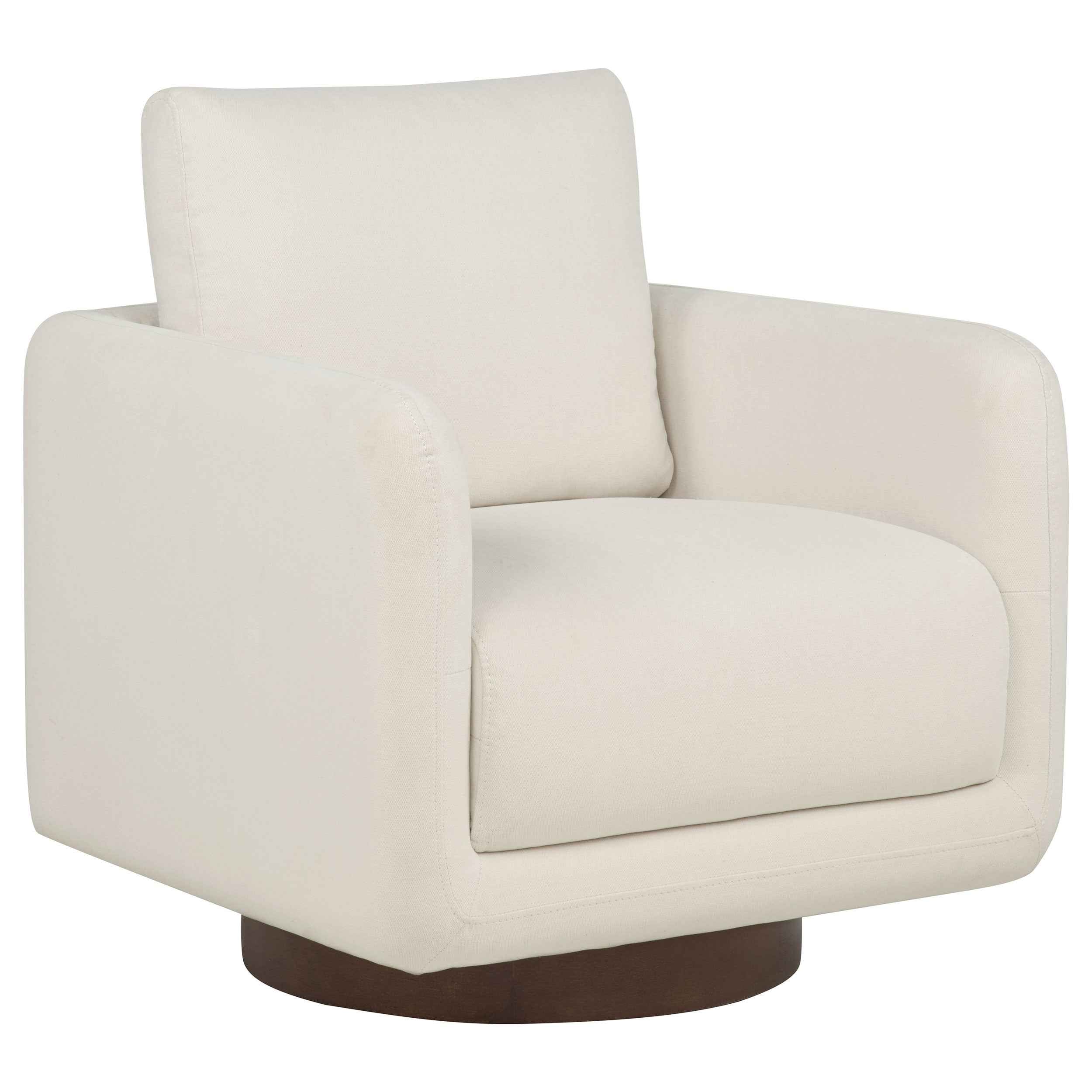 Iris Ivory Fabric Upholstered Swivel Accent Chair - Image 2