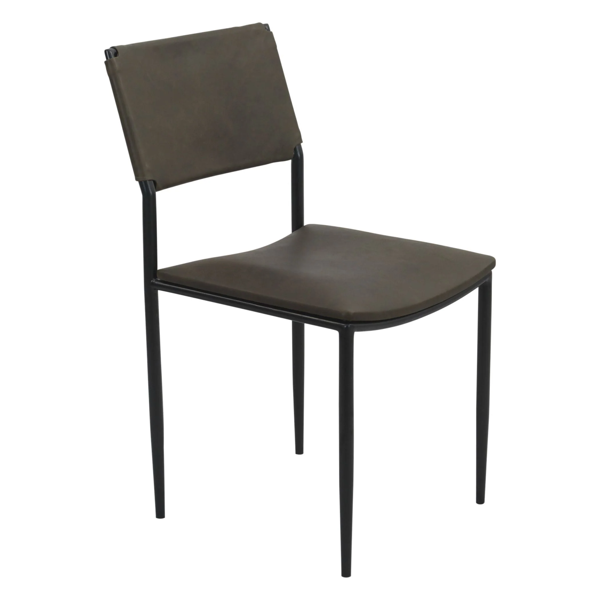 Irvine 18" Dining Chair Olive Green Leather and Iron, Set of 2