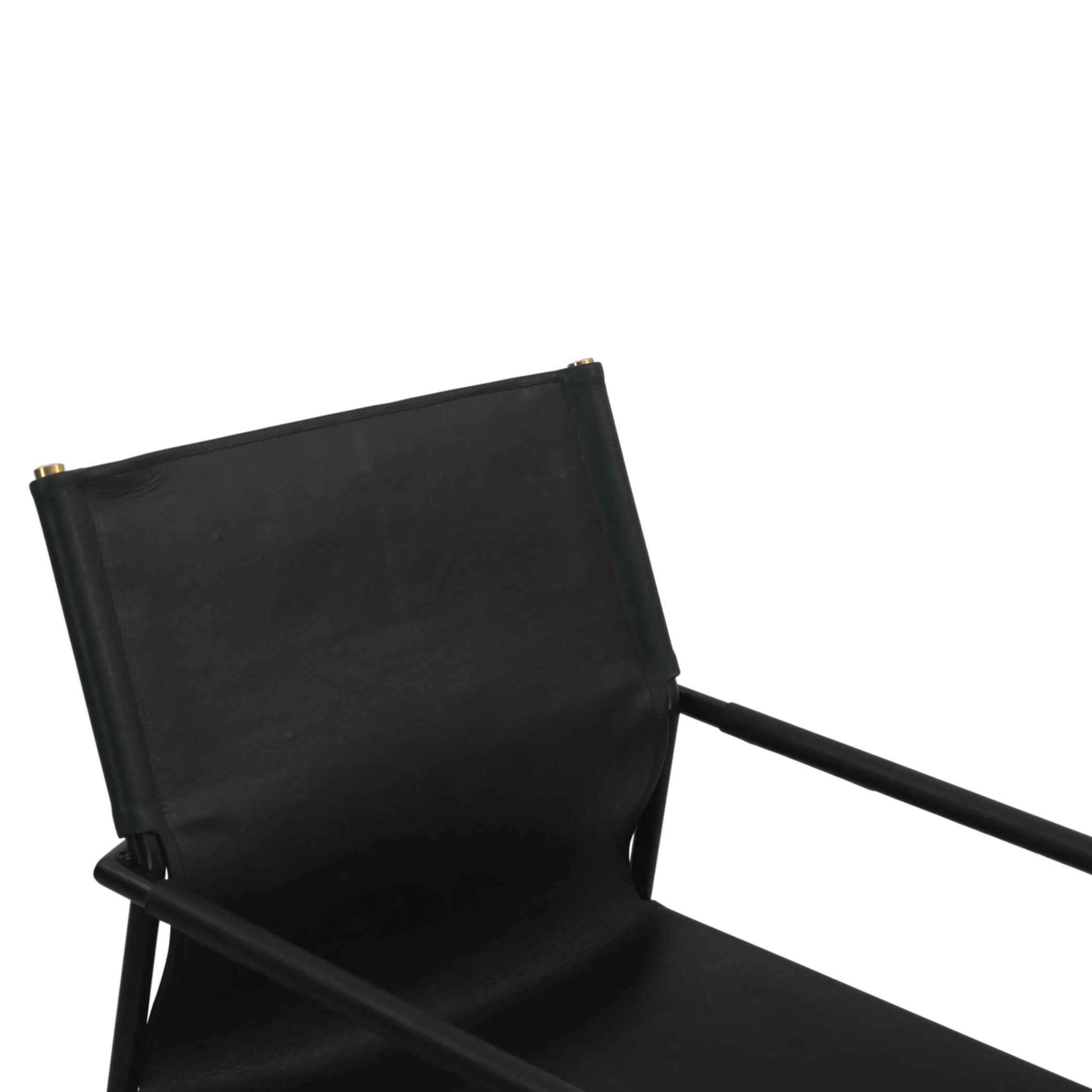 Irvine 20" Dining Armchair in Black Leather and Iron - Image 4